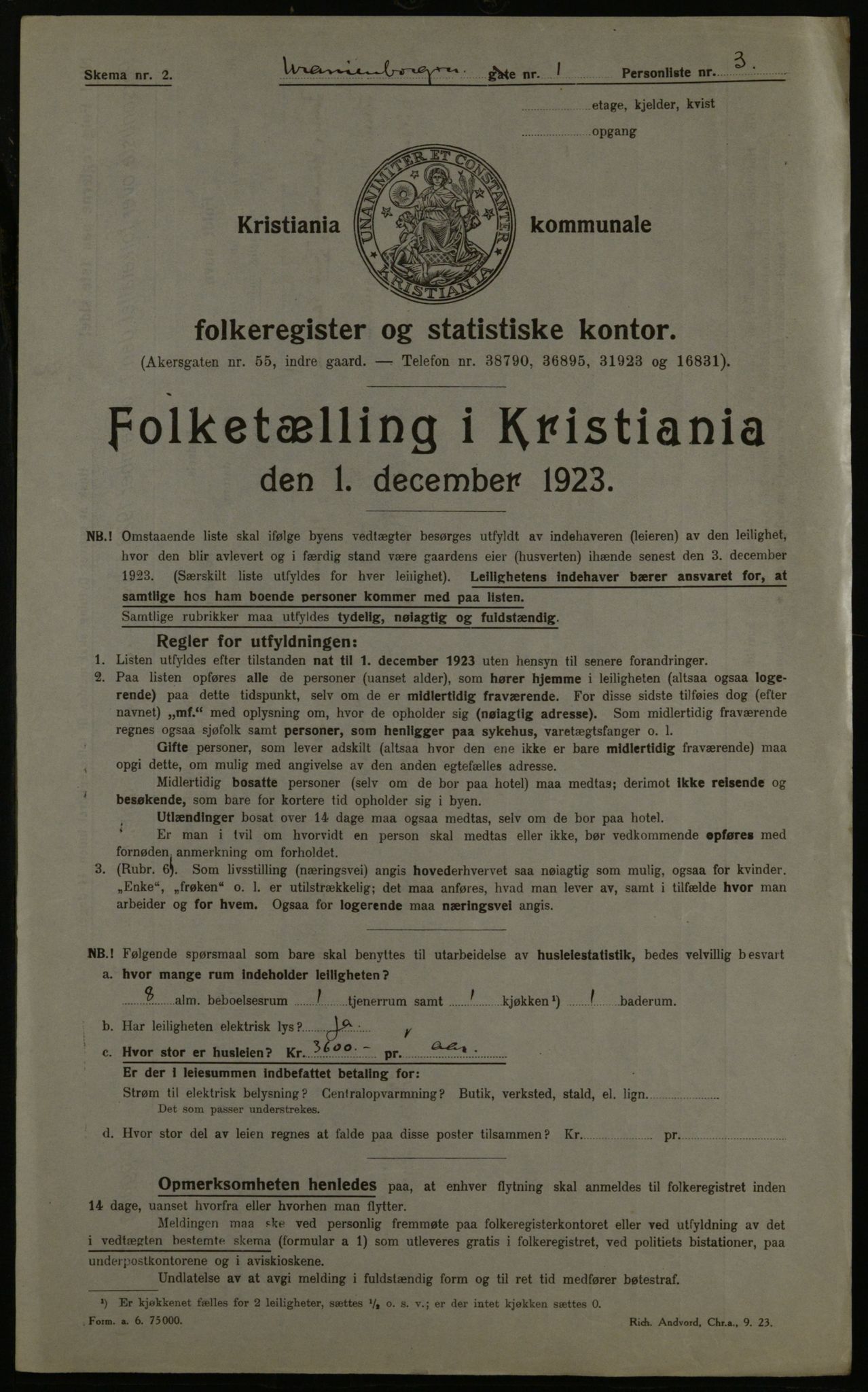 OBA, Municipal Census 1923 for Kristiania, 1923, p. 133046