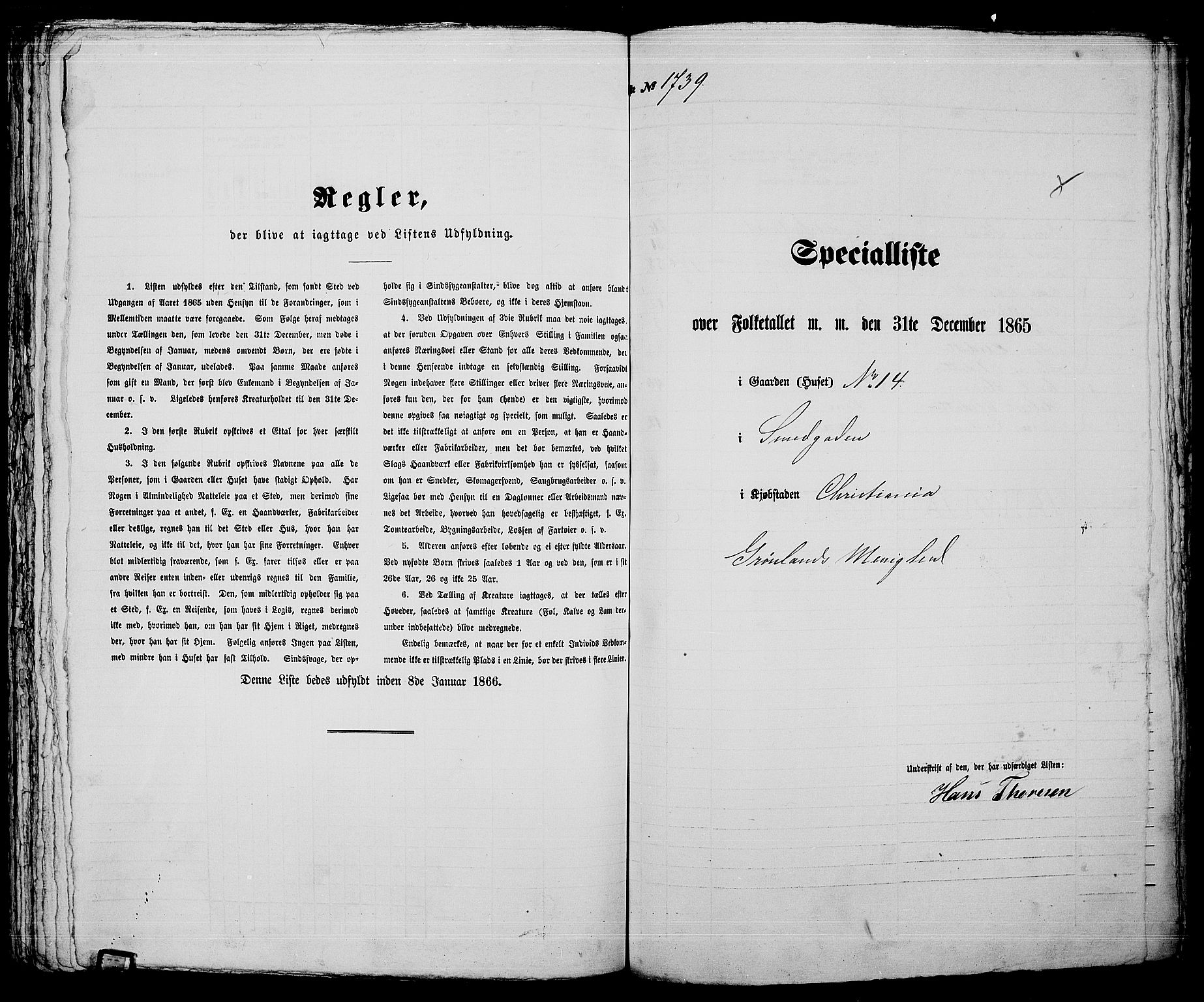 RA, 1865 census for Kristiania, 1865, p. 3918