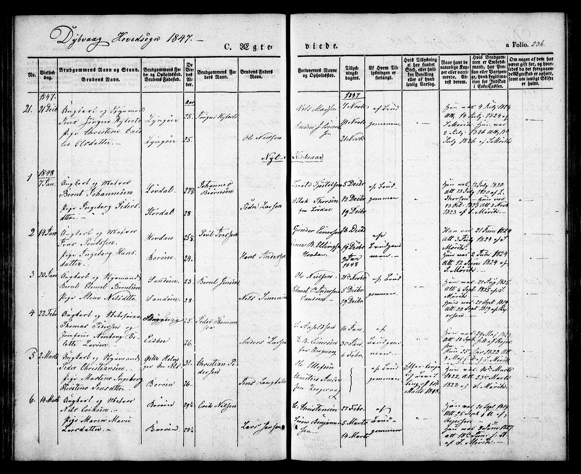 Dypvåg sokneprestkontor, AV/SAK-1111-0007/F/Fa/Faa/L0005: Parish register (official) no. A 5, 1841-1854, p. 236
