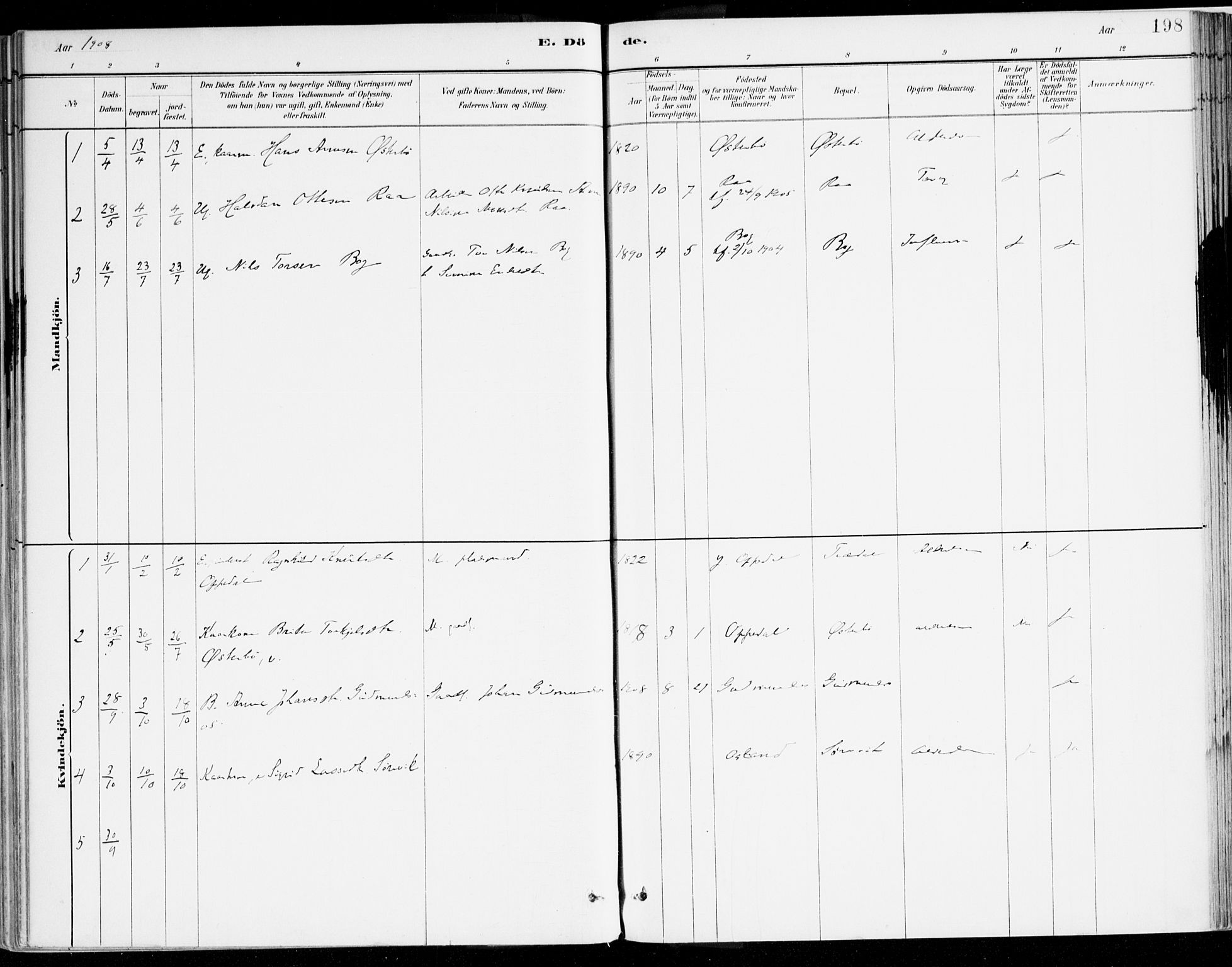 Lavik sokneprestembete, AV/SAB-A-80901: Parish register (official) no. B 1, 1882-1908, p. 198