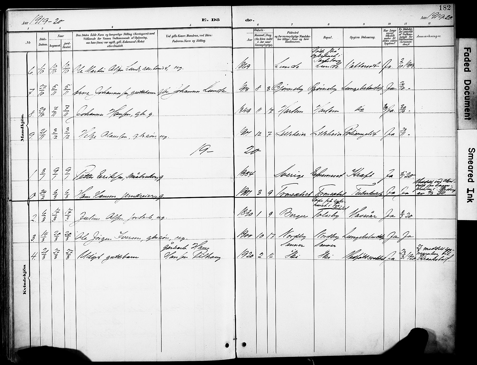 Rakkestad prestekontor Kirkebøker, AV/SAO-A-2008/F/Fb/L0002: Parish register (official) no. II 2, 1900-1920, p. 182