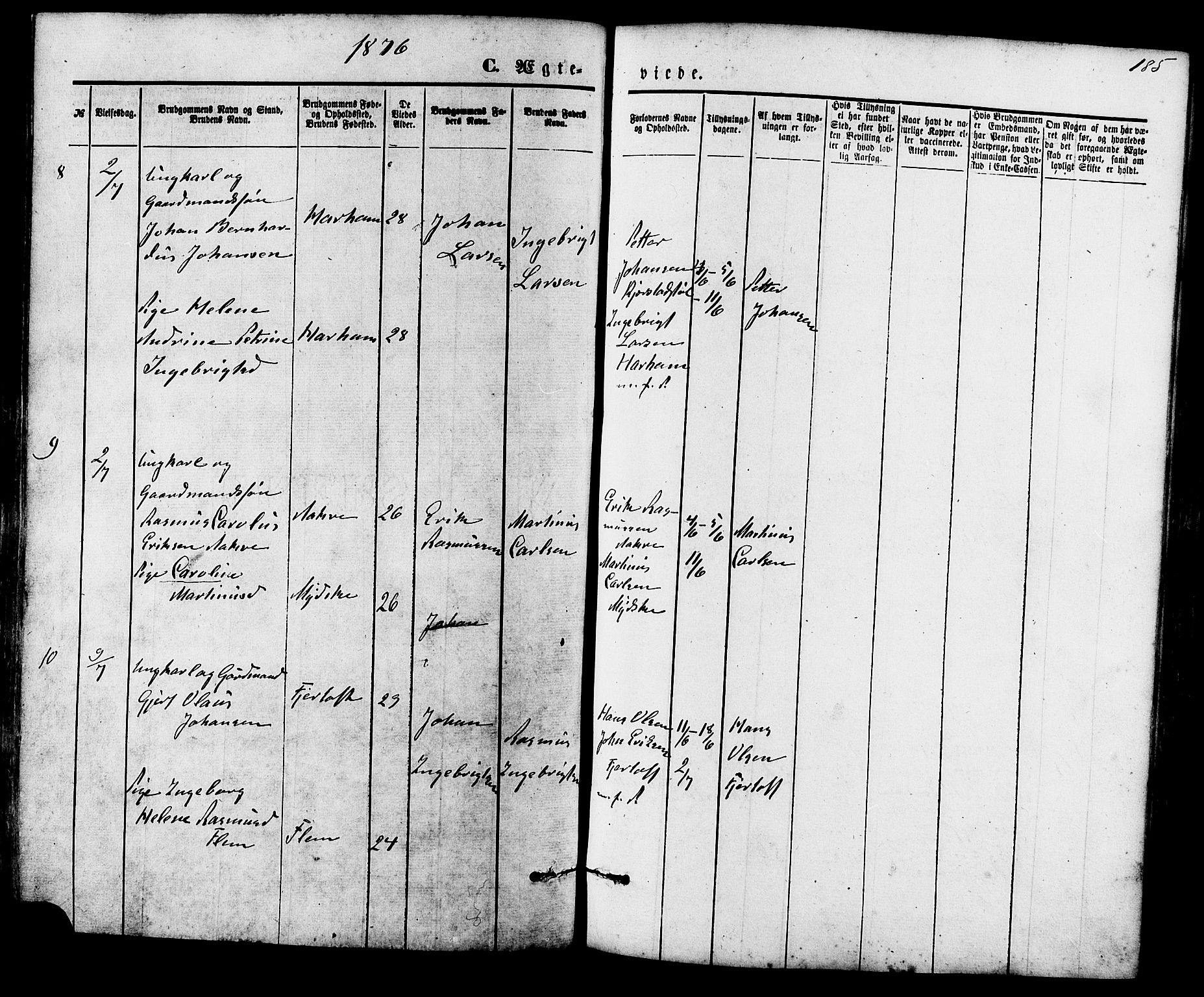 Ministerialprotokoller, klokkerbøker og fødselsregistre - Møre og Romsdal, SAT/A-1454/536/L0500: Parish register (official) no. 536A09, 1876-1889, p. 185