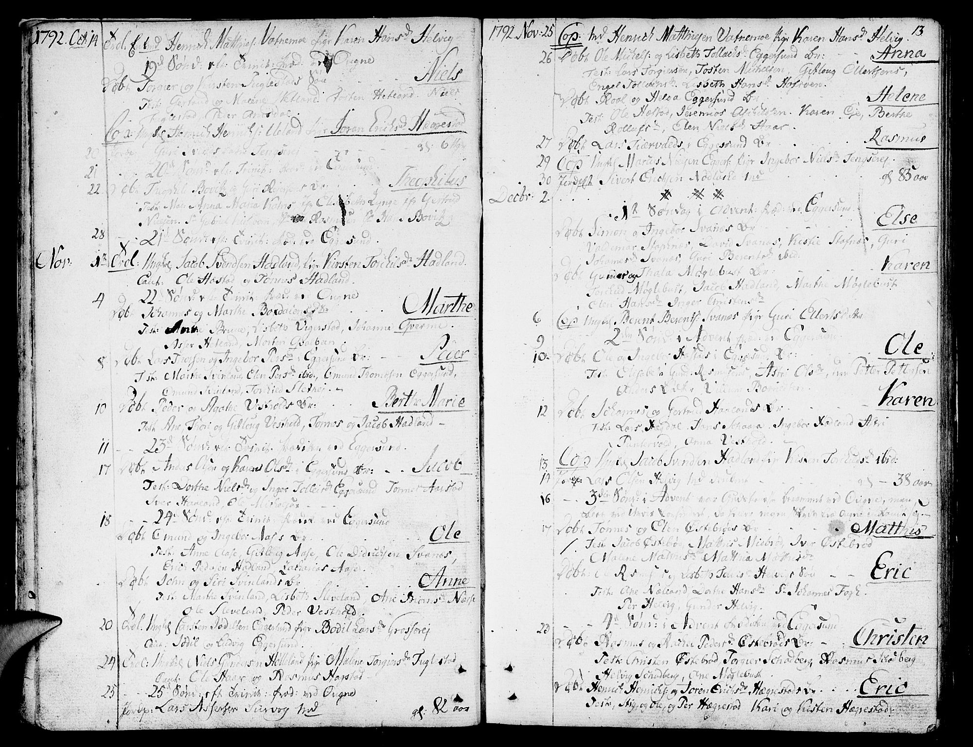 Eigersund sokneprestkontor, SAST/A-101807/S08/L0005: Parish register (official) no. A 5 /1, 1790-1808, p. 13
