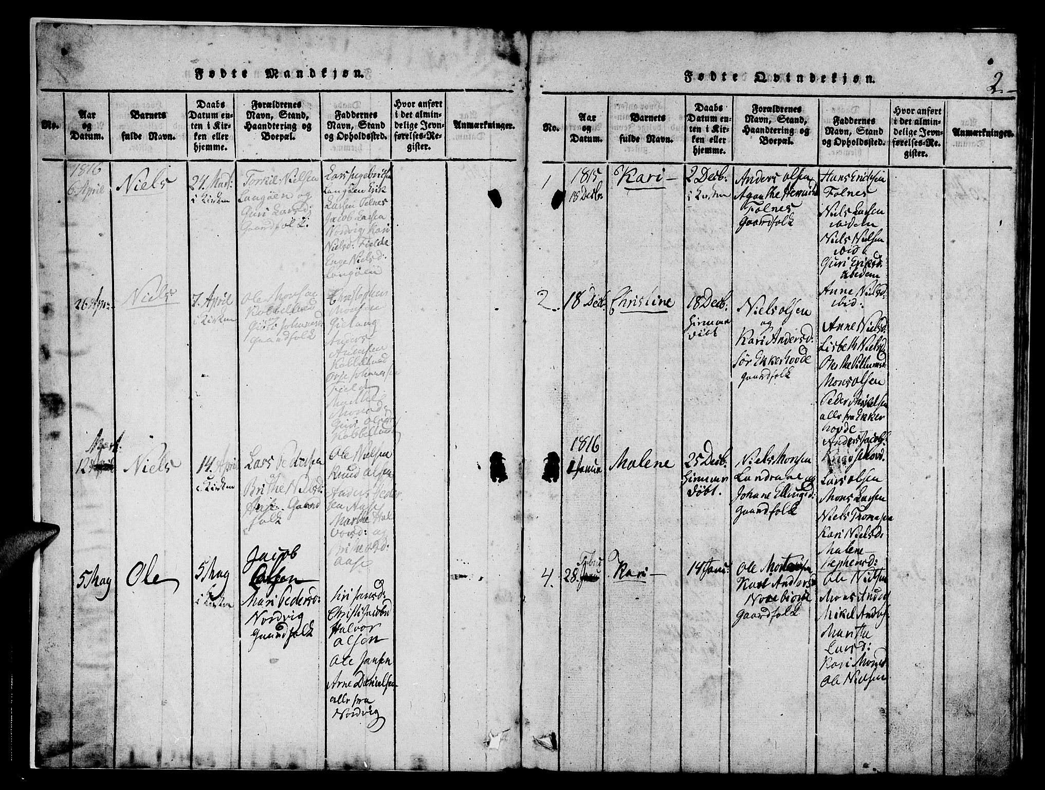 Askøy Sokneprestembete, SAB/A-74101/H/Ha/Haa/Haaa/L0003: Parish register (official) no. A 3, 1815-1825, p. 2