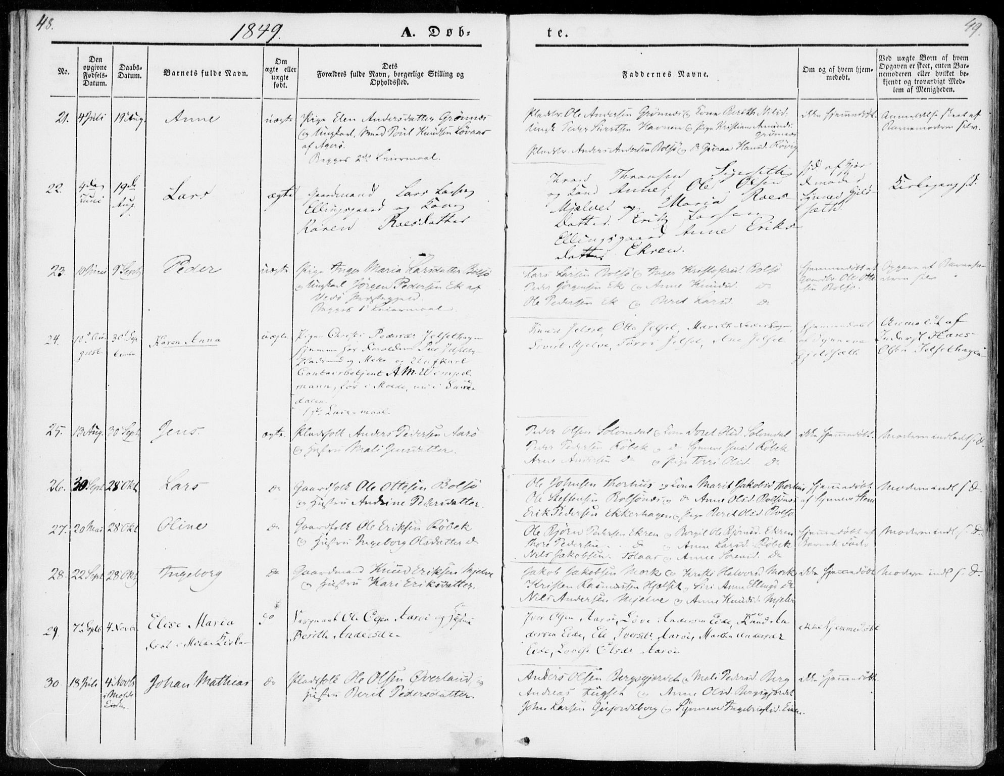 Ministerialprotokoller, klokkerbøker og fødselsregistre - Møre og Romsdal, AV/SAT-A-1454/555/L0653: Parish register (official) no. 555A04, 1843-1869, p. 48-49