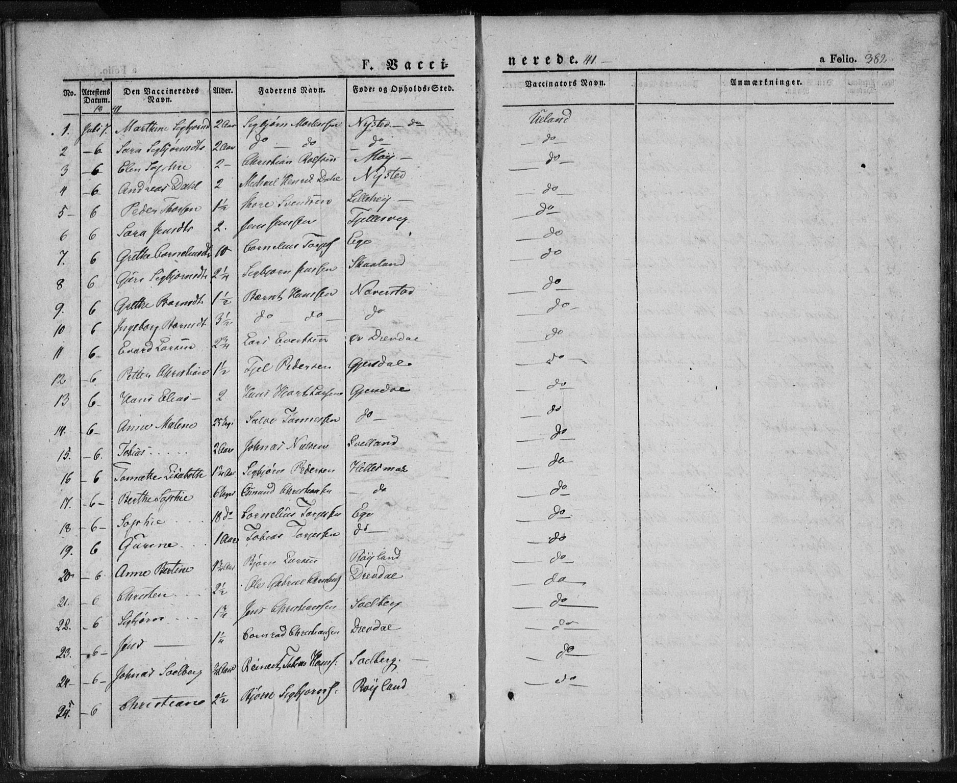 Lund sokneprestkontor, AV/SAST-A-101809/S06/L0008: Parish register (official) no. A 7.2, 1833-1854, p. 382