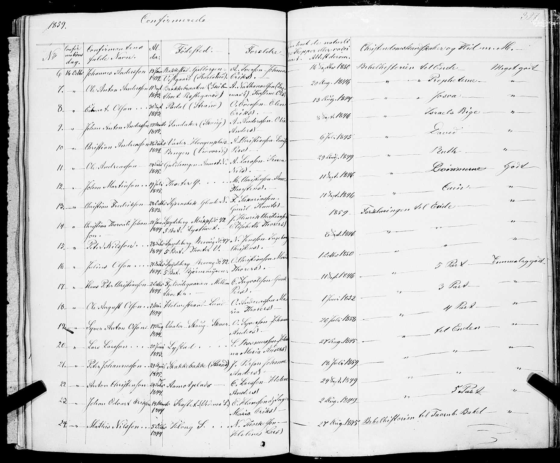 Skiptvet prestekontor Kirkebøker, AV/SAO-A-20009/F/Fa/L0006: Parish register (official) no. 6, 1839-1860, p. 327