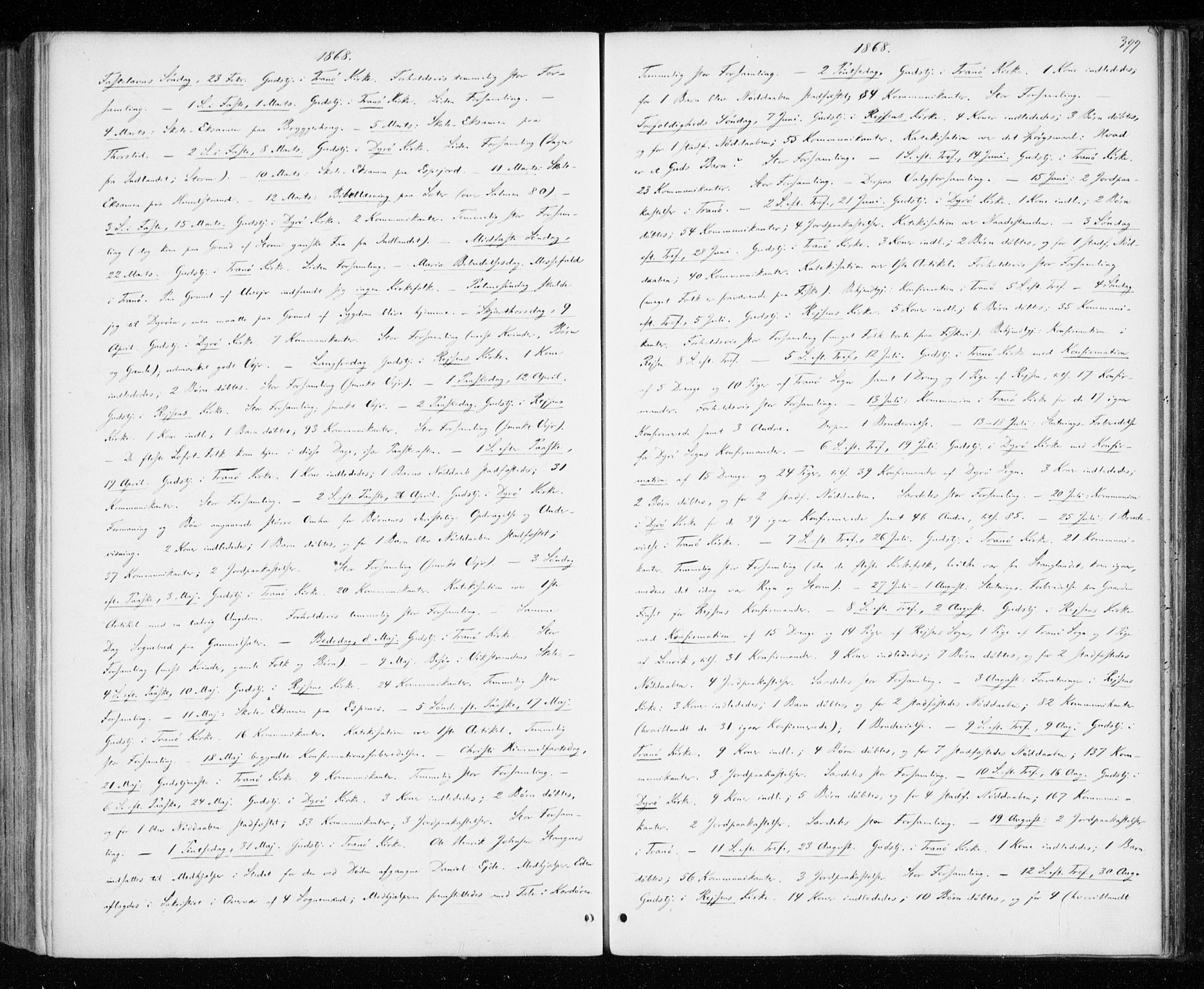 Tranøy sokneprestkontor, AV/SATØ-S-1313/I/Ia/Iaa/L0008kirke: Parish register (official) no. 8, 1867-1877, p. 399