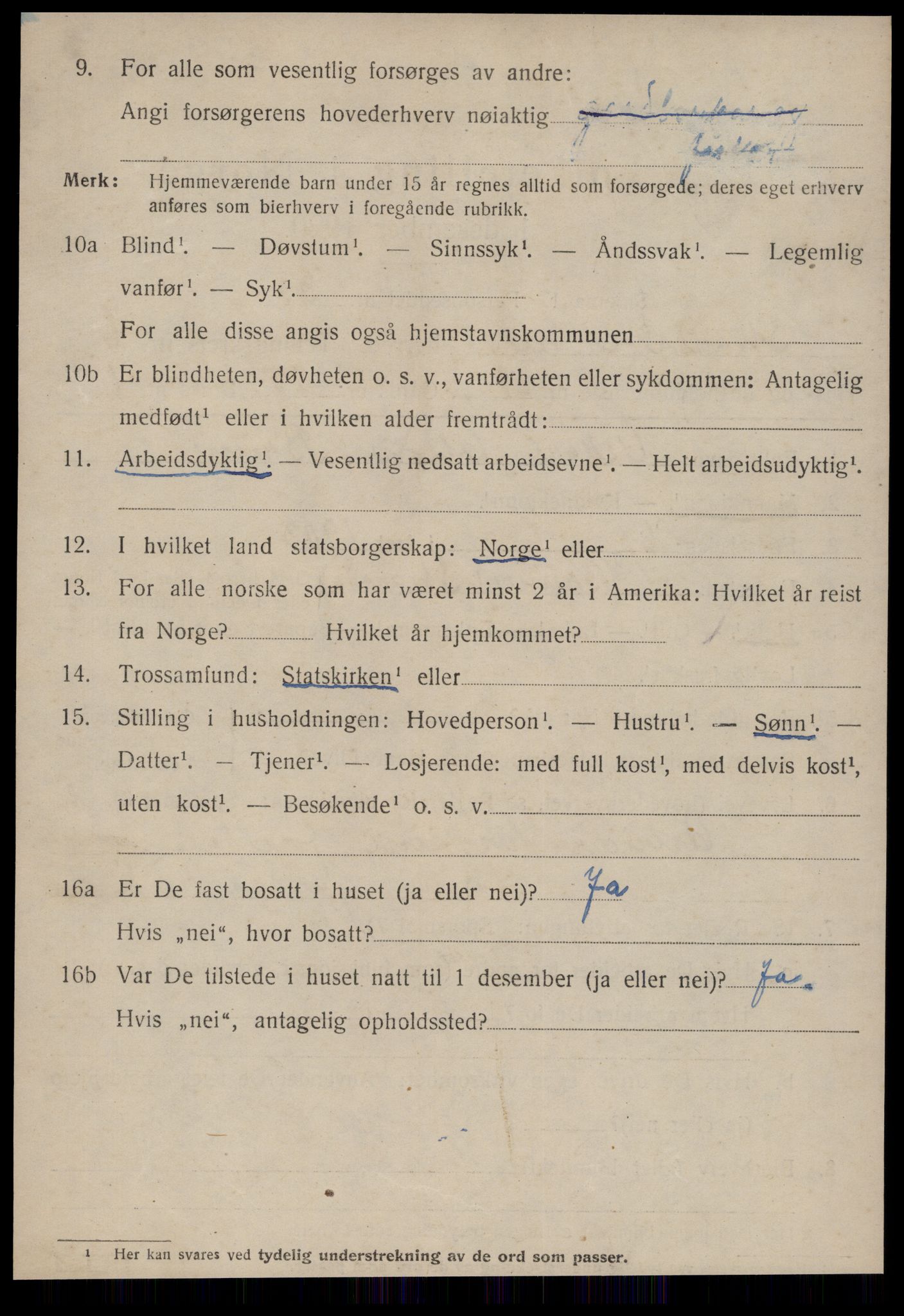 SAT, 1920 census for Stranda, 1920, p. 3576