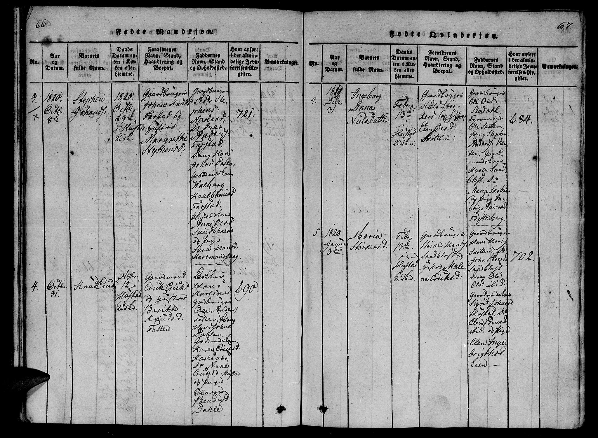 Ministerialprotokoller, klokkerbøker og fødselsregistre - Møre og Romsdal, AV/SAT-A-1454/566/L0764: Parish register (official) no. 566A03 /2, 1817-1829, p. 66-67