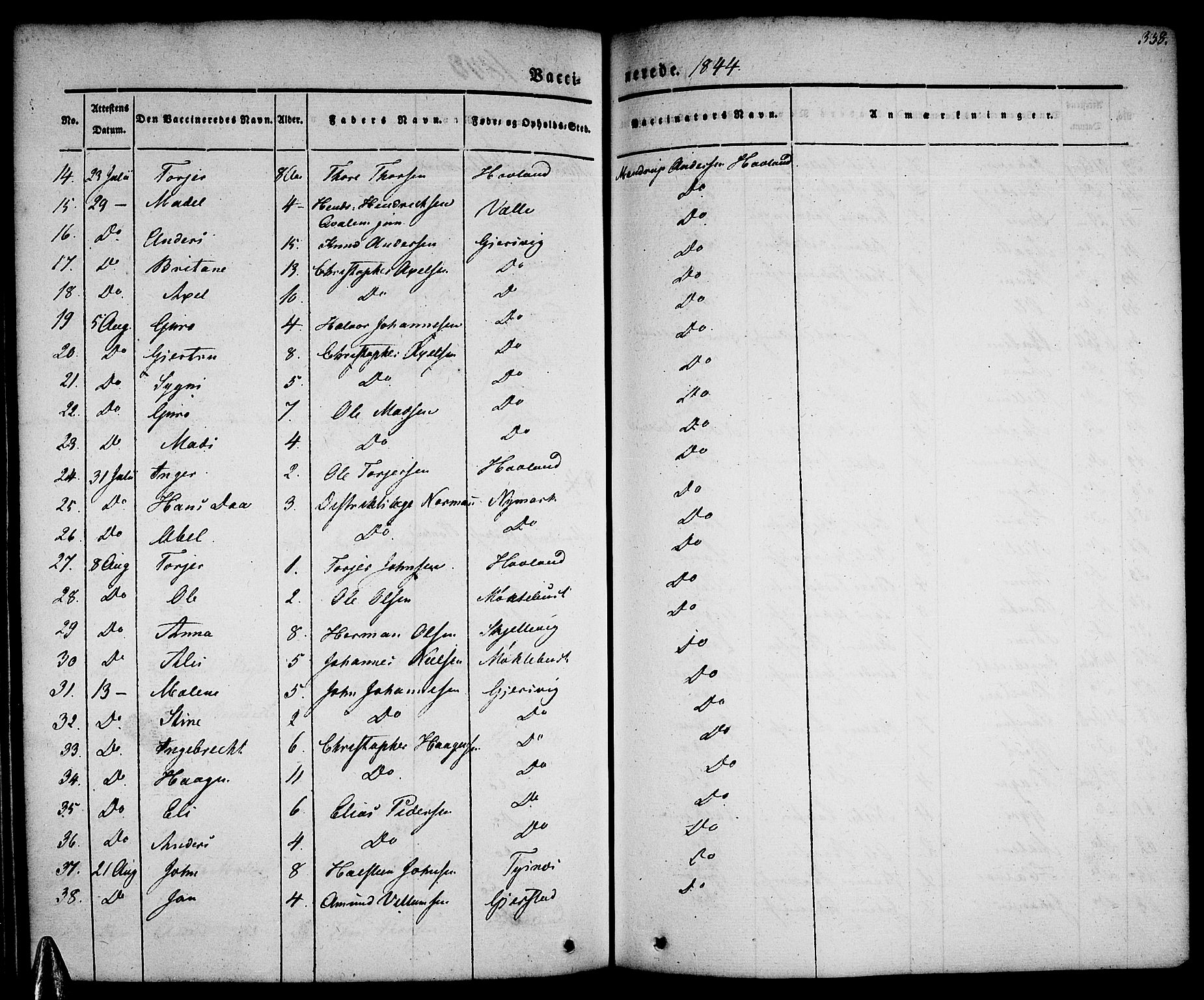 Tysnes sokneprestembete, SAB/A-78601/H/Haa: Parish register (official) no. A 9, 1837-1848, p. 338