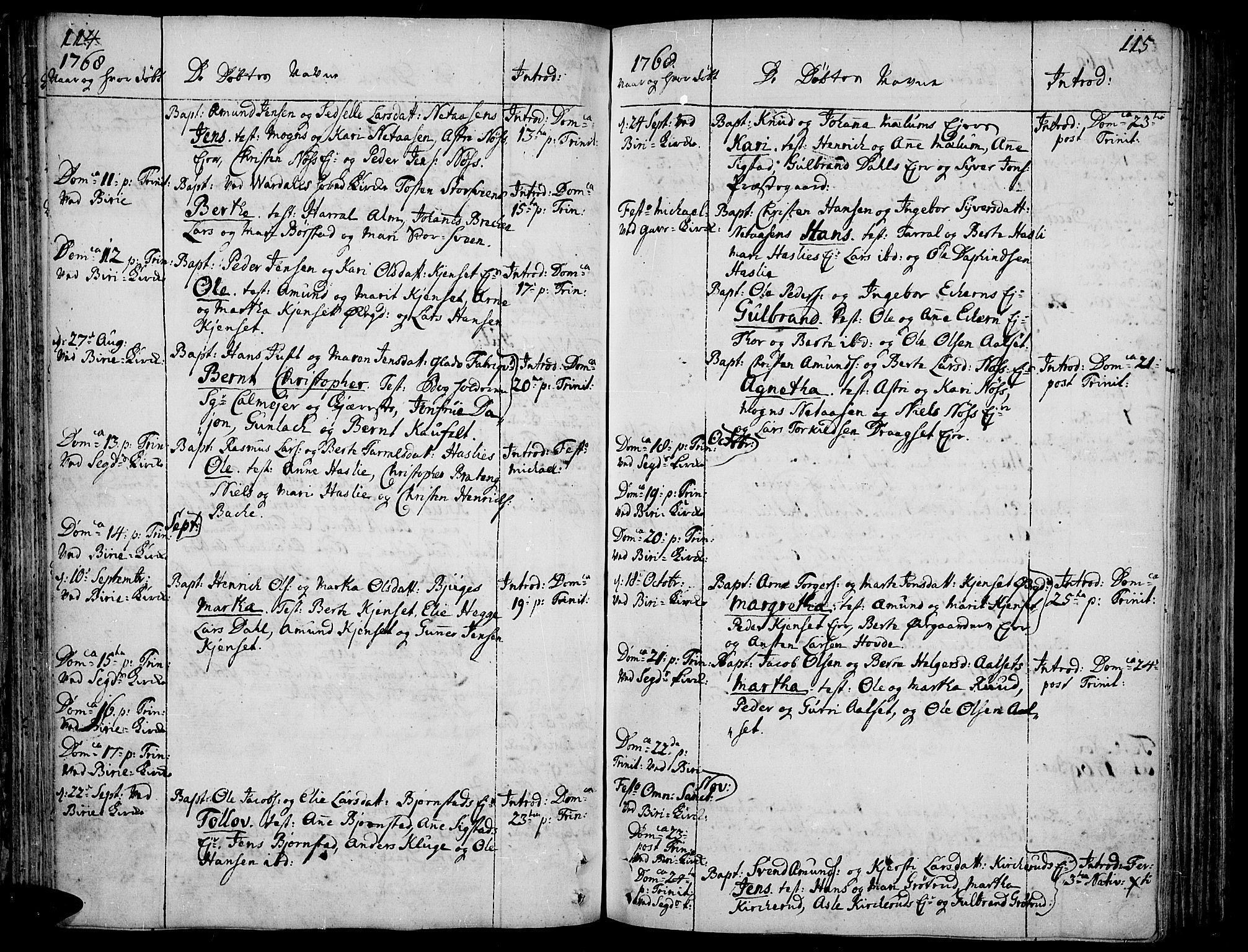 Biri prestekontor, AV/SAH-PREST-096/H/Ha/Haa/L0002: Parish register (official) no. 2, 1754-1789, p. 114-115