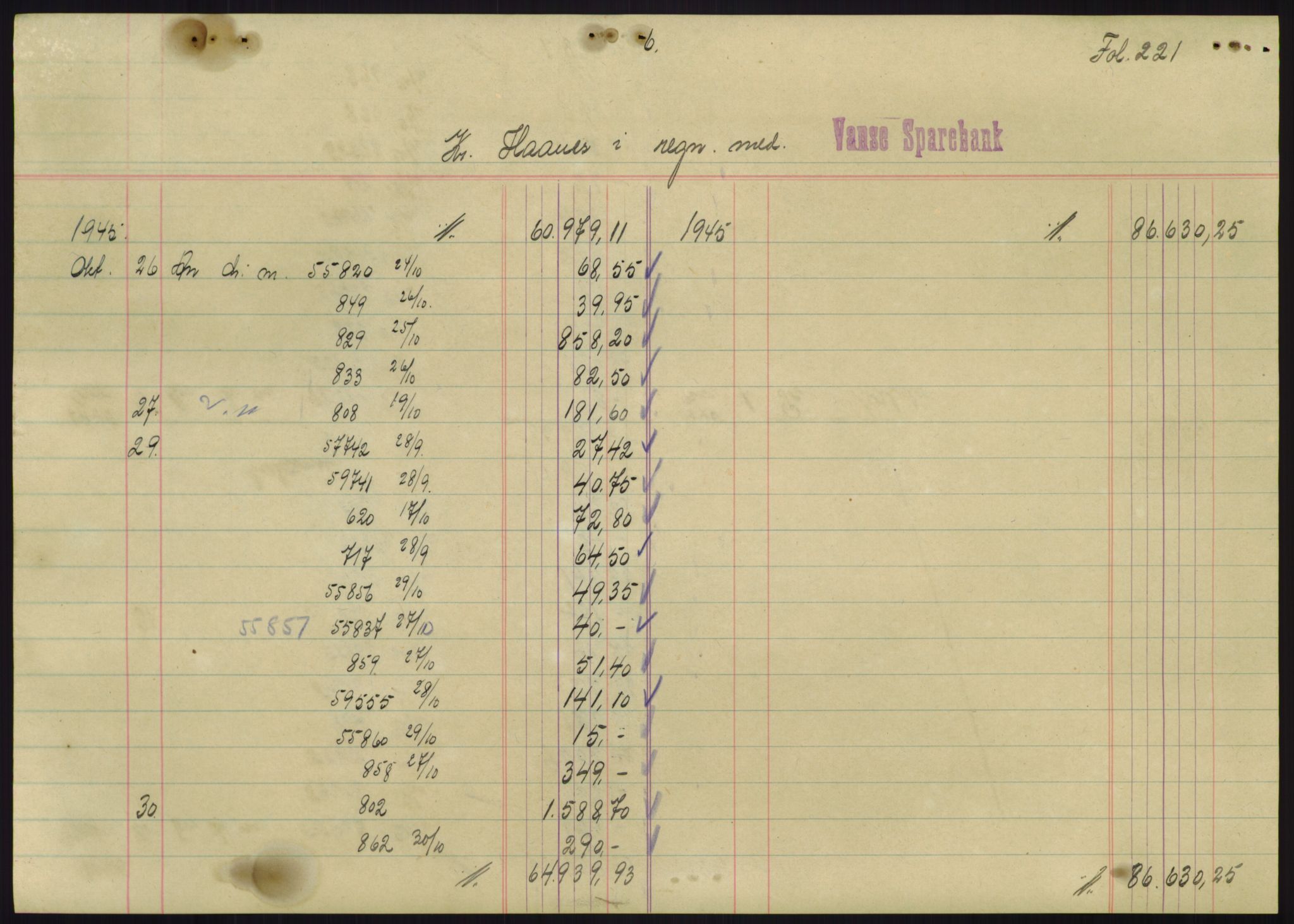 Forsvarsdepartementet, 10. kontor / Oppgjørskontoret, AV/RA-RAFA-1225/D/Db/L0180: Lista oppgjørskontor, 1942-1952, p. 2067