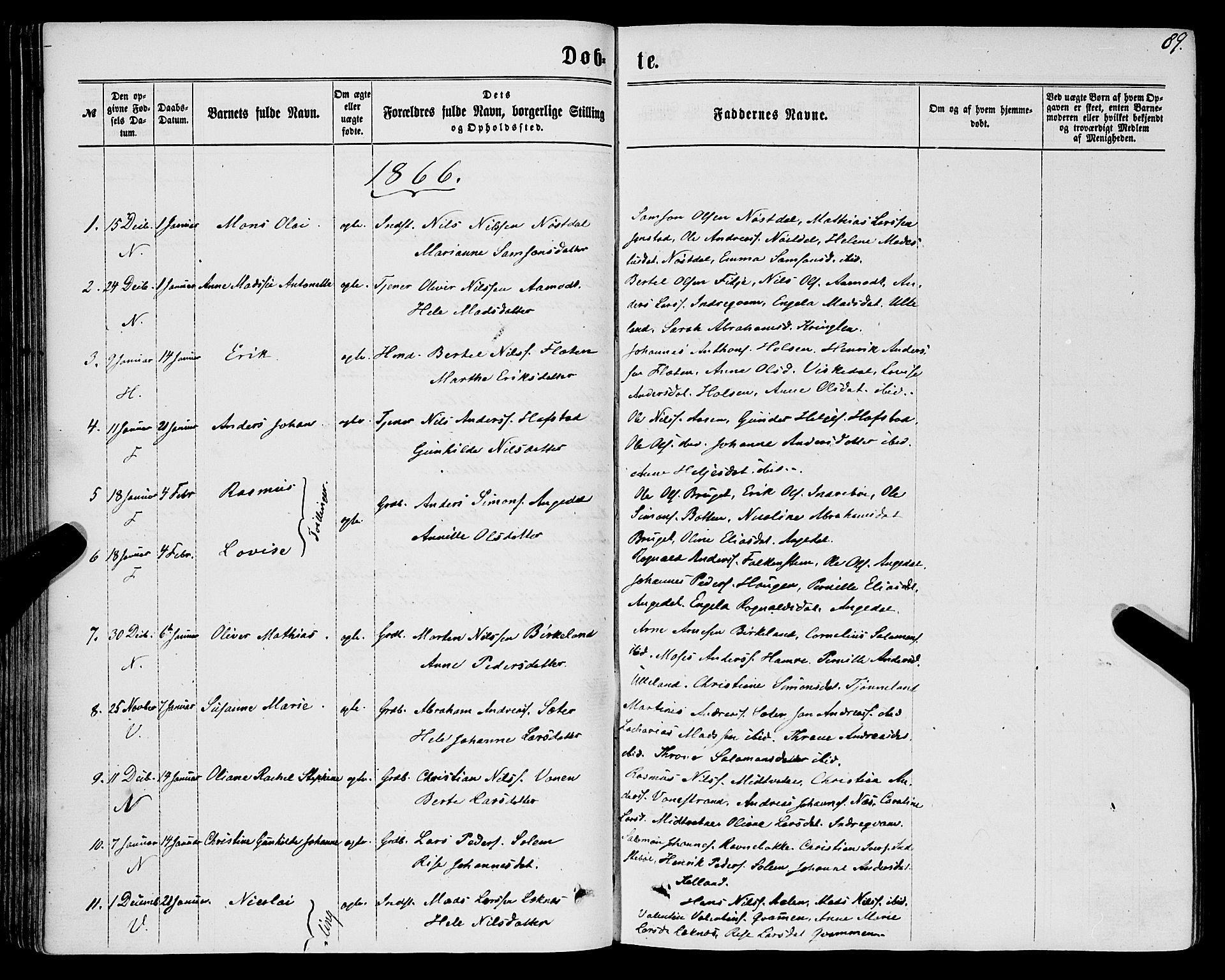 Førde sokneprestembete, AV/SAB-A-79901/H/Haa/Haaa/L0009: Parish register (official) no. A 9, 1861-1877, p. 89