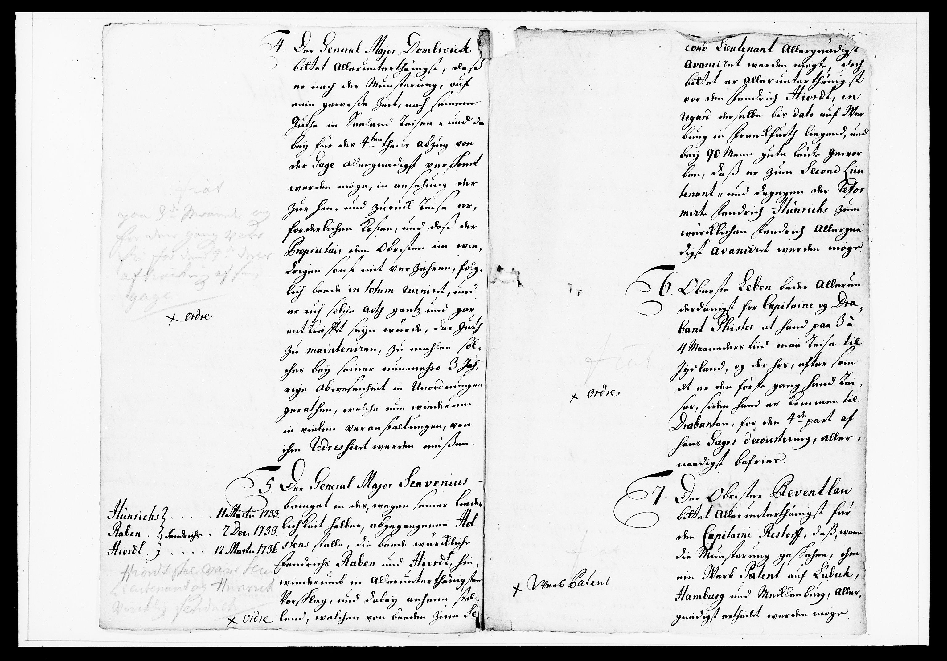 Krigskollegiet, Krigskancelliet, DRA/A-0006/-/1138-1142: Refererede sager, 1737, p. 156