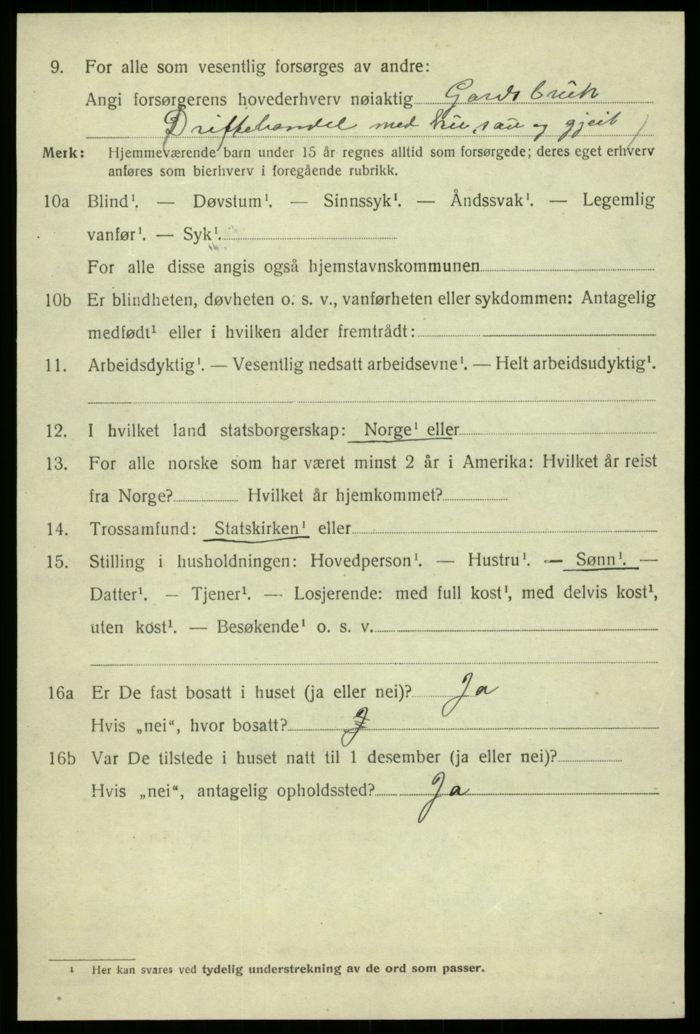 SAB, 1920 census for Kvam, 1920, p. 8156