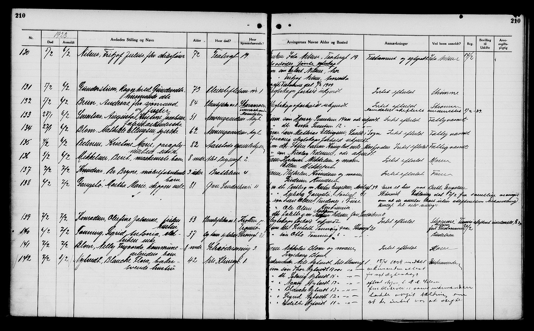 Byfogd og Byskriver i Bergen, AV/SAB-A-3401/06/06Na/L0014: Dødsfallsjournaler, 1921-1924, p. 210