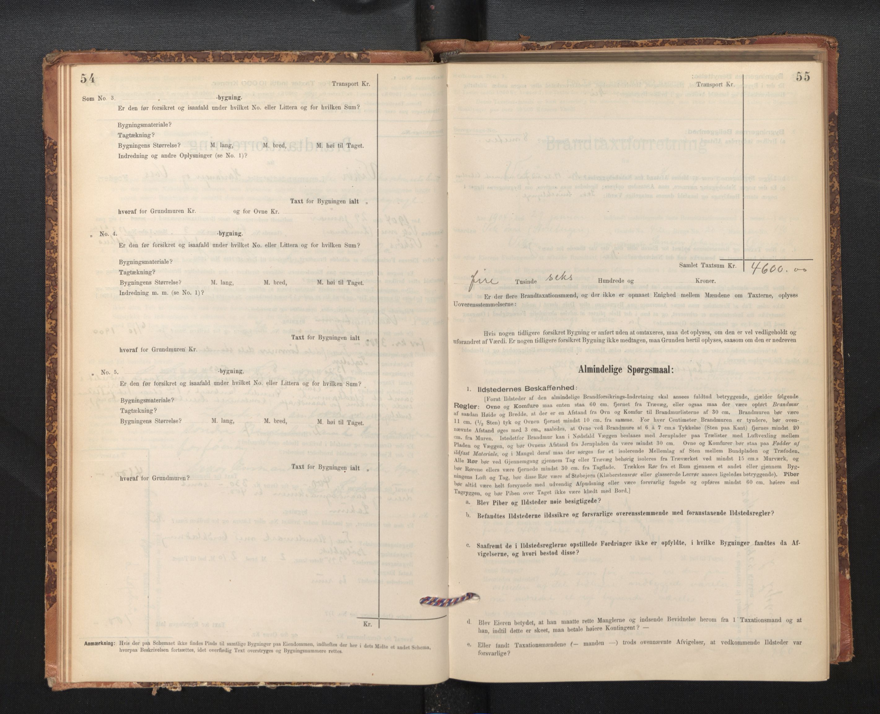 Lensmannen i Kvam, SAB/A-33201/0012/L0005: Branntakstprotokoll, skjematakst, 1894-1913, p. 54-55