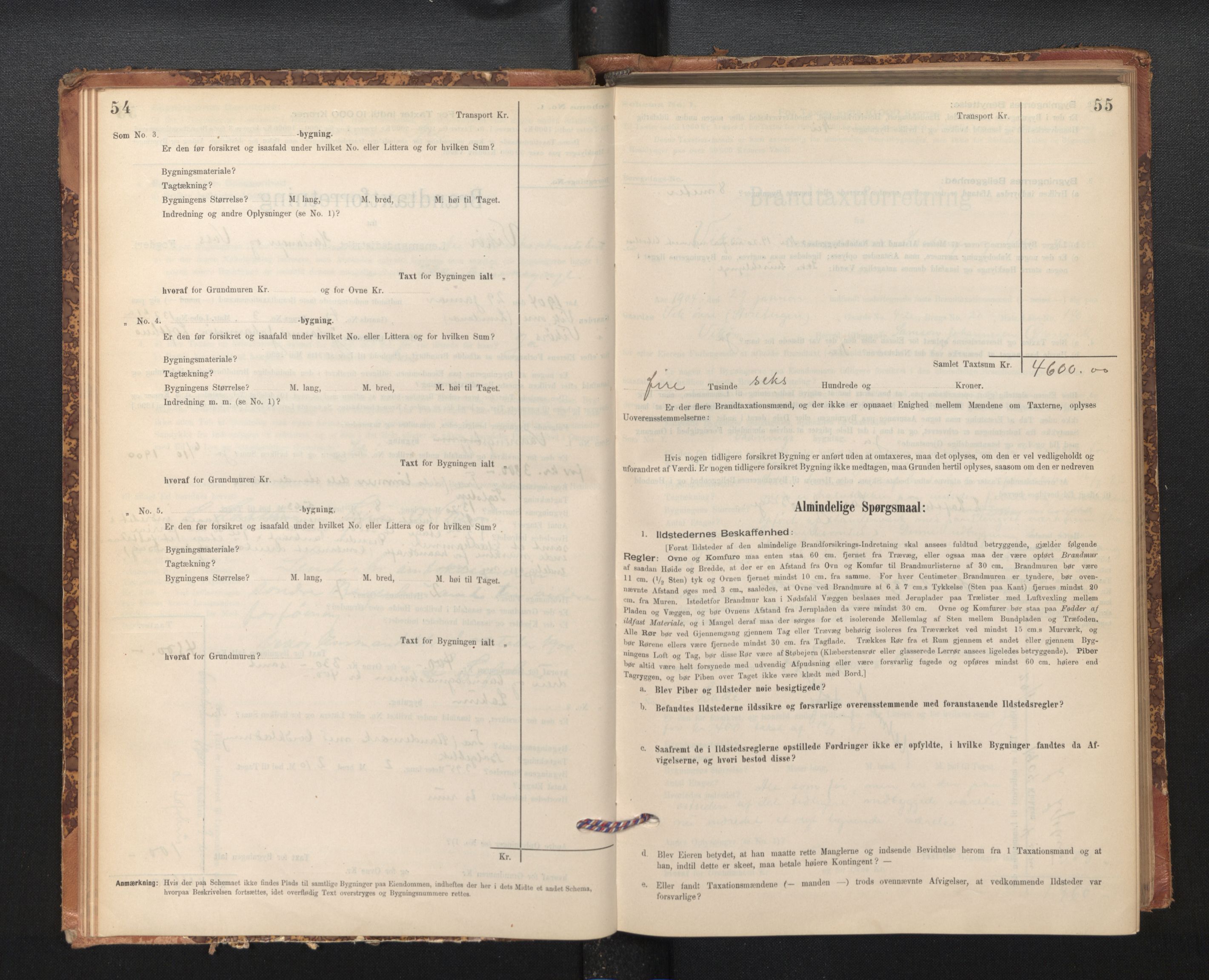 Lensmannen i Kvam, AV/SAB-A-33201/0012/L0005: Branntakstprotokoll, skjematakst, 1894-1913, p. 54-55