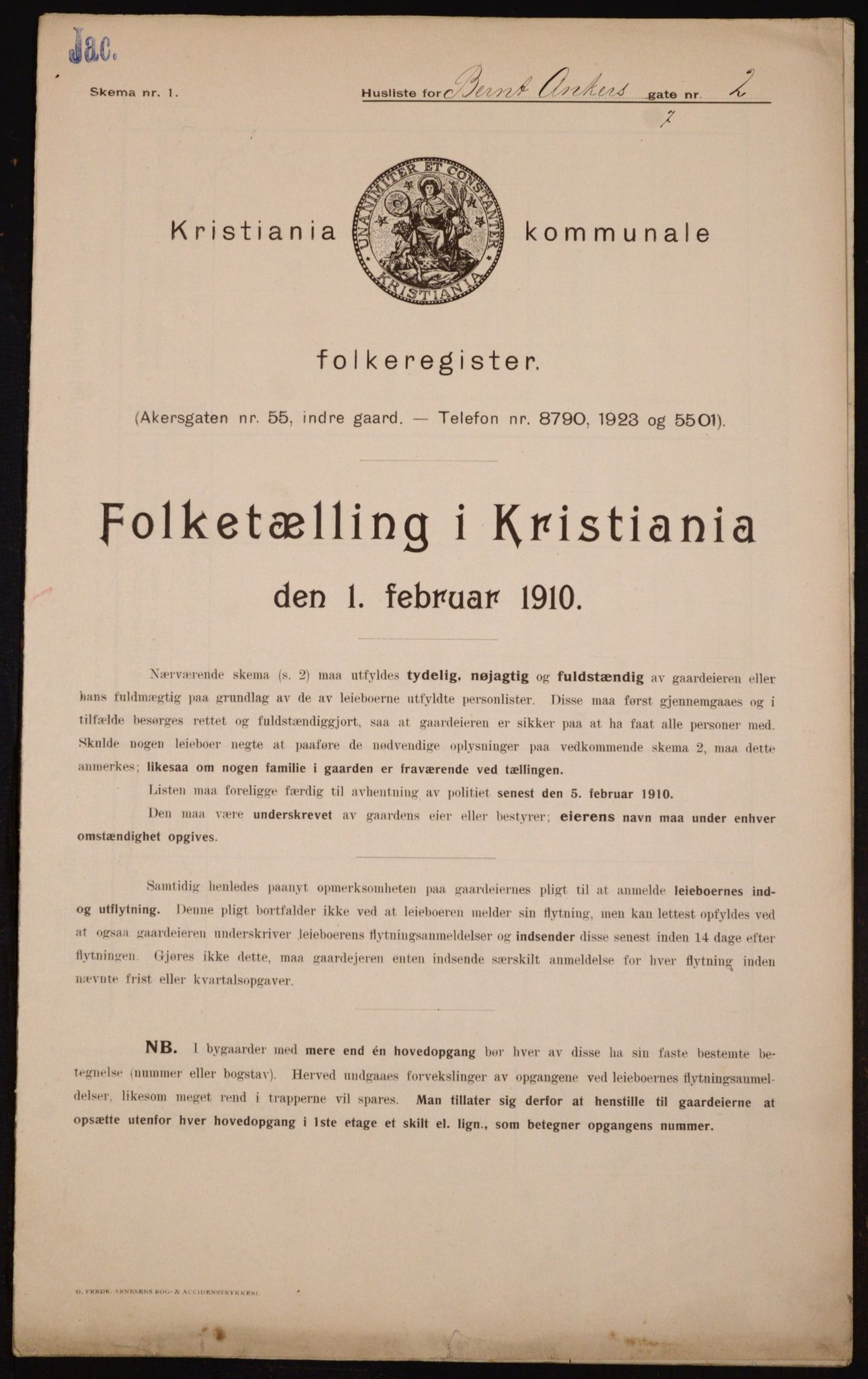 OBA, Municipal Census 1910 for Kristiania, 1910, p. 4408