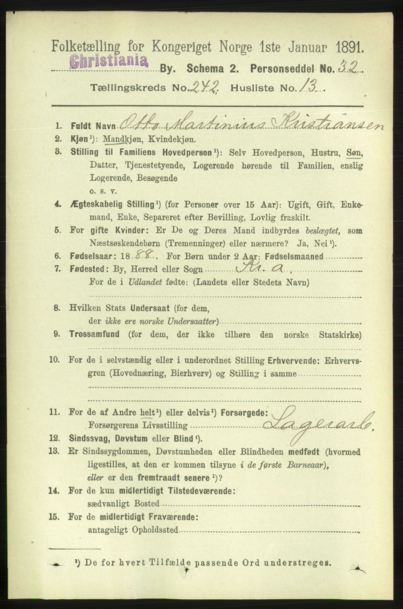 RA, 1891 census for 0301 Kristiania, 1891, p. 147351