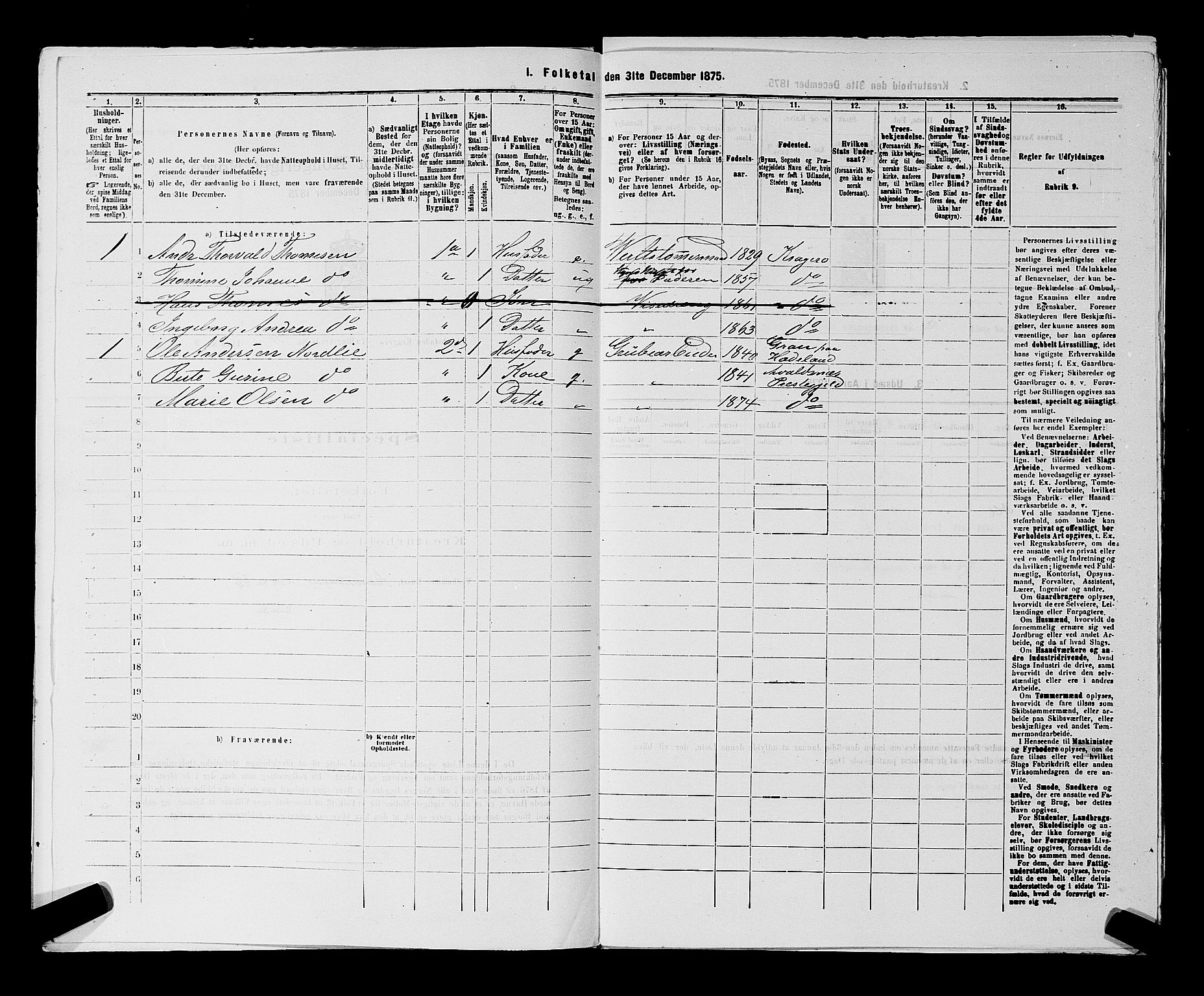 SAKO, 1875 census for 0801P Kragerø, 1875, p. 1107