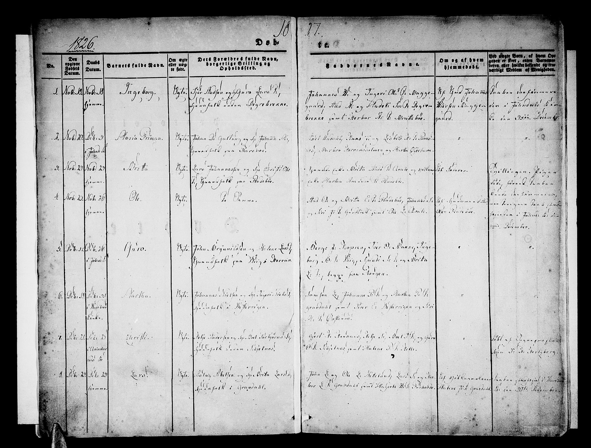 Strandebarm sokneprestembete, AV/SAB-A-78401/H/Haa: Parish register (official) no. A 6, 1826-1843, p. 6