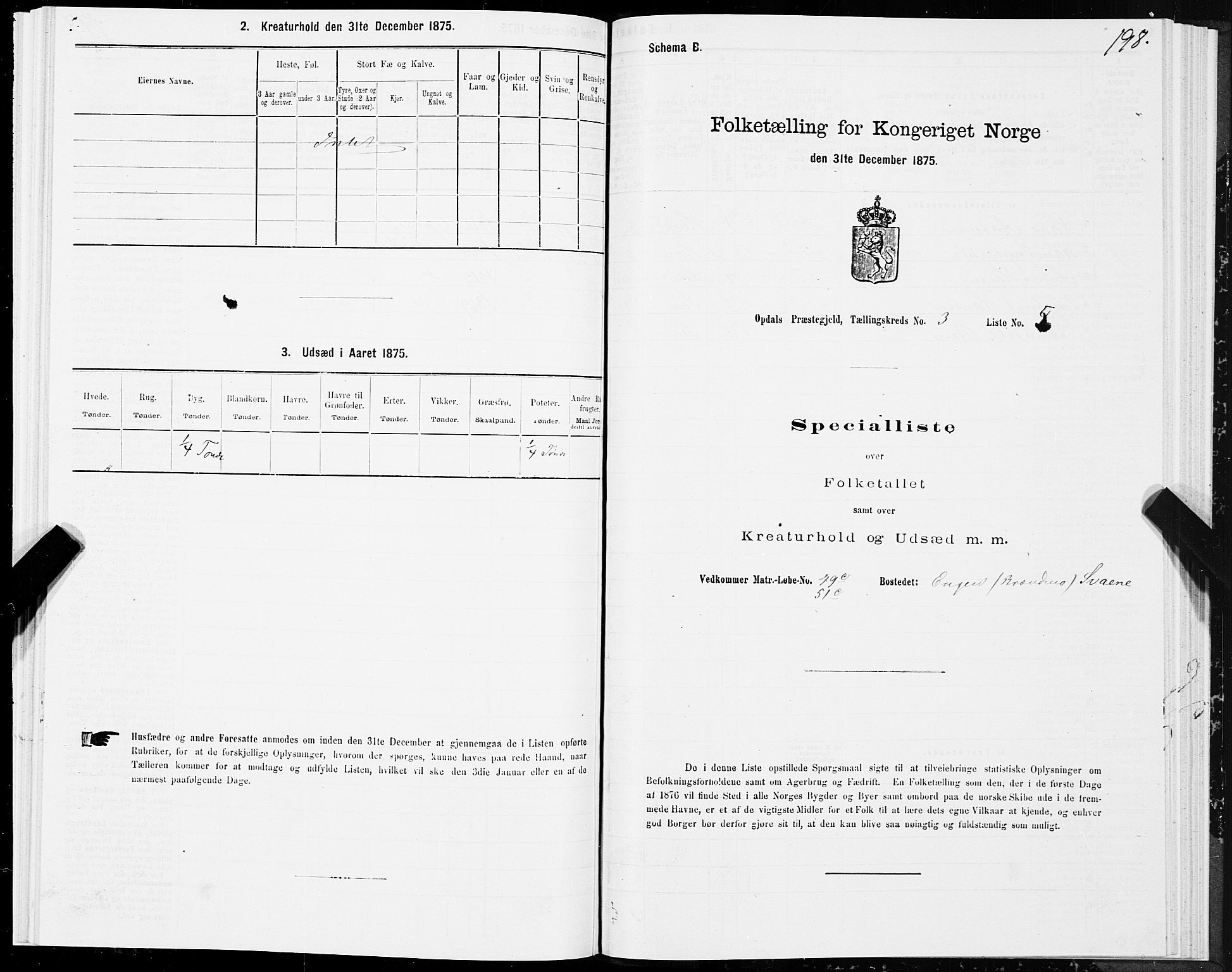 SAT, 1875 census for 1634P Oppdal, 1875, p. 2198