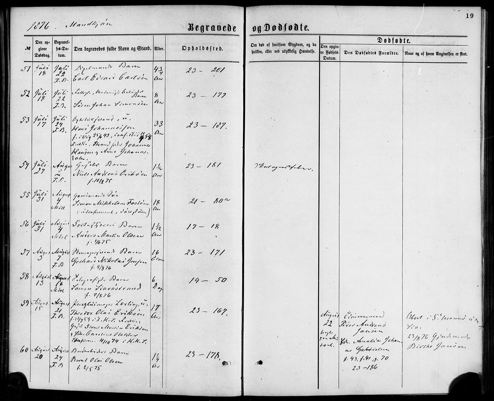 Korskirken sokneprestembete, AV/SAB-A-76101/H/Haa/L0046: Parish register (official) no. E 4, 1875-1883, p. 19