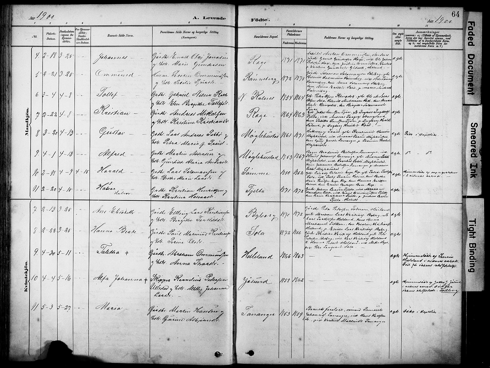 Håland sokneprestkontor, AV/SAST-A-101802/001/30BA/L0012: Parish register (official) no. A 11, 1889-1900, p. 64