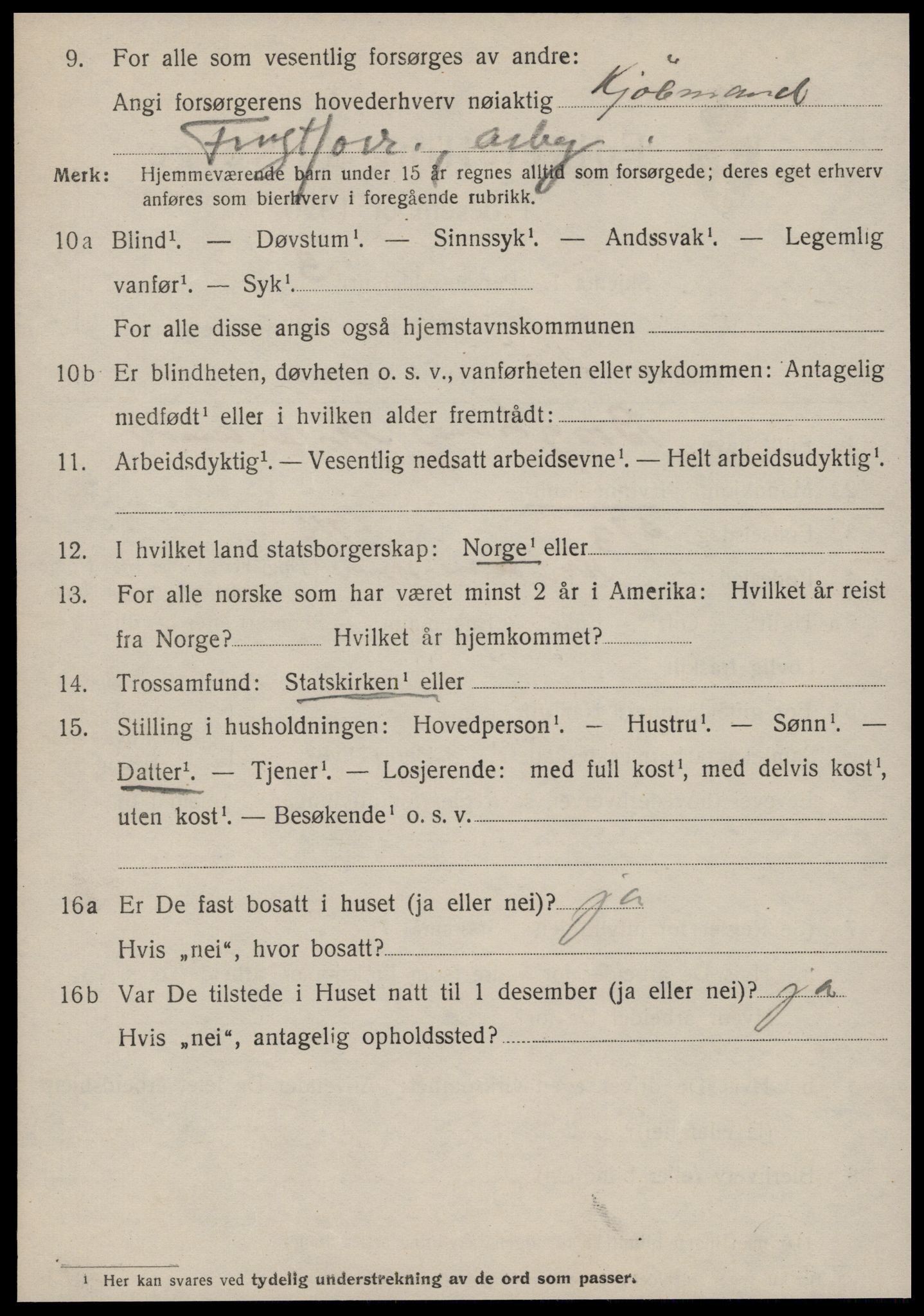 SAT, 1920 census for Kristiansund, 1920, p. 12058