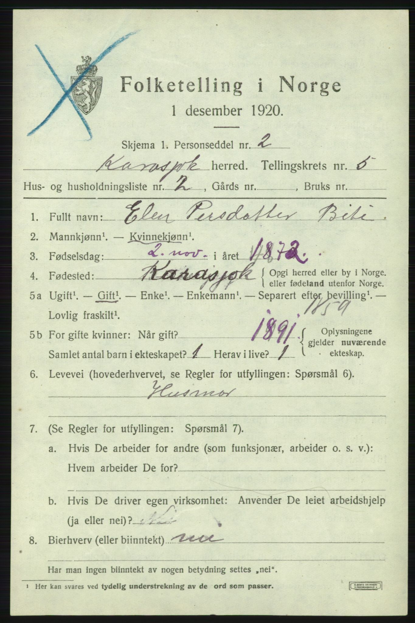 SATØ, 1920 census for Karasjok, 1920, p. 1792