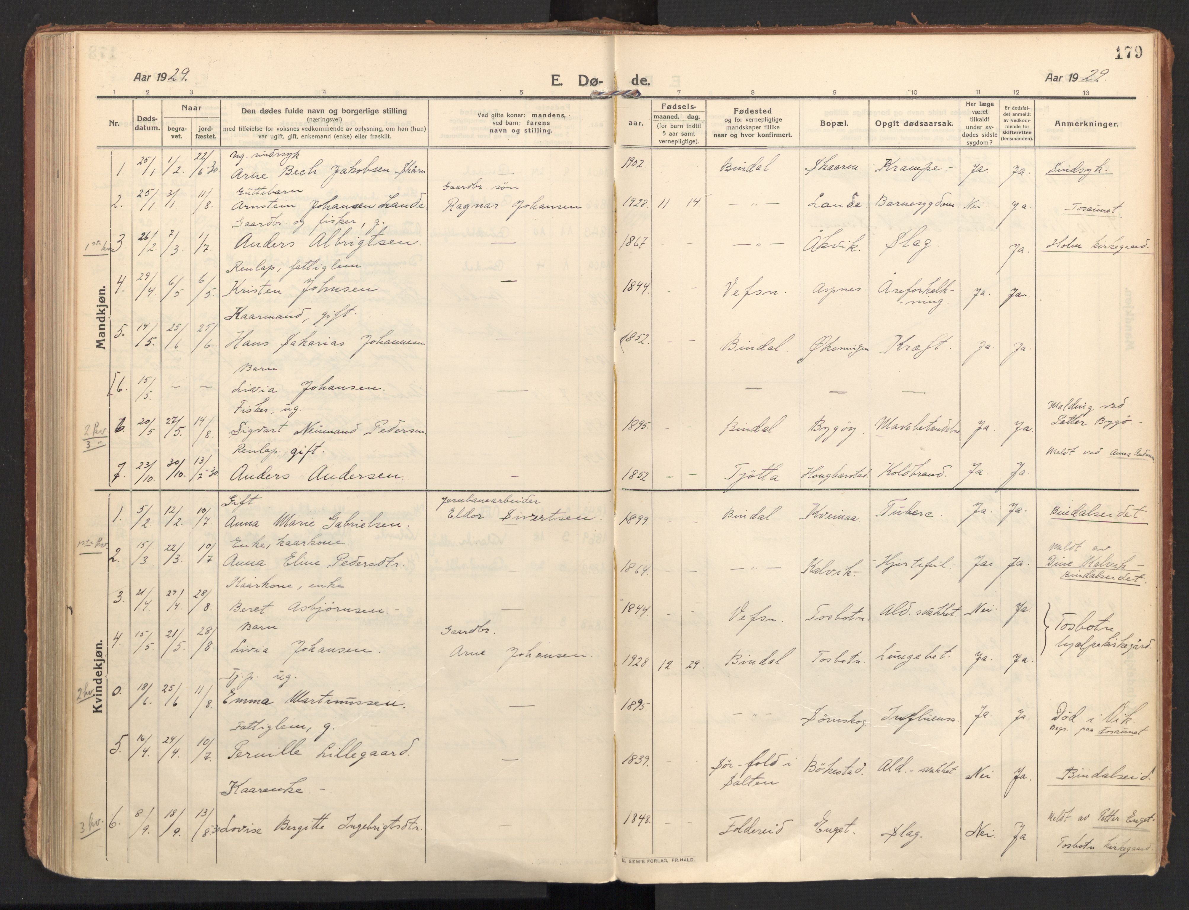 Ministerialprotokoller, klokkerbøker og fødselsregistre - Nordland, SAT/A-1459/810/L0156: Parish register (official) no. 810A15, 1915-1930, p. 179
