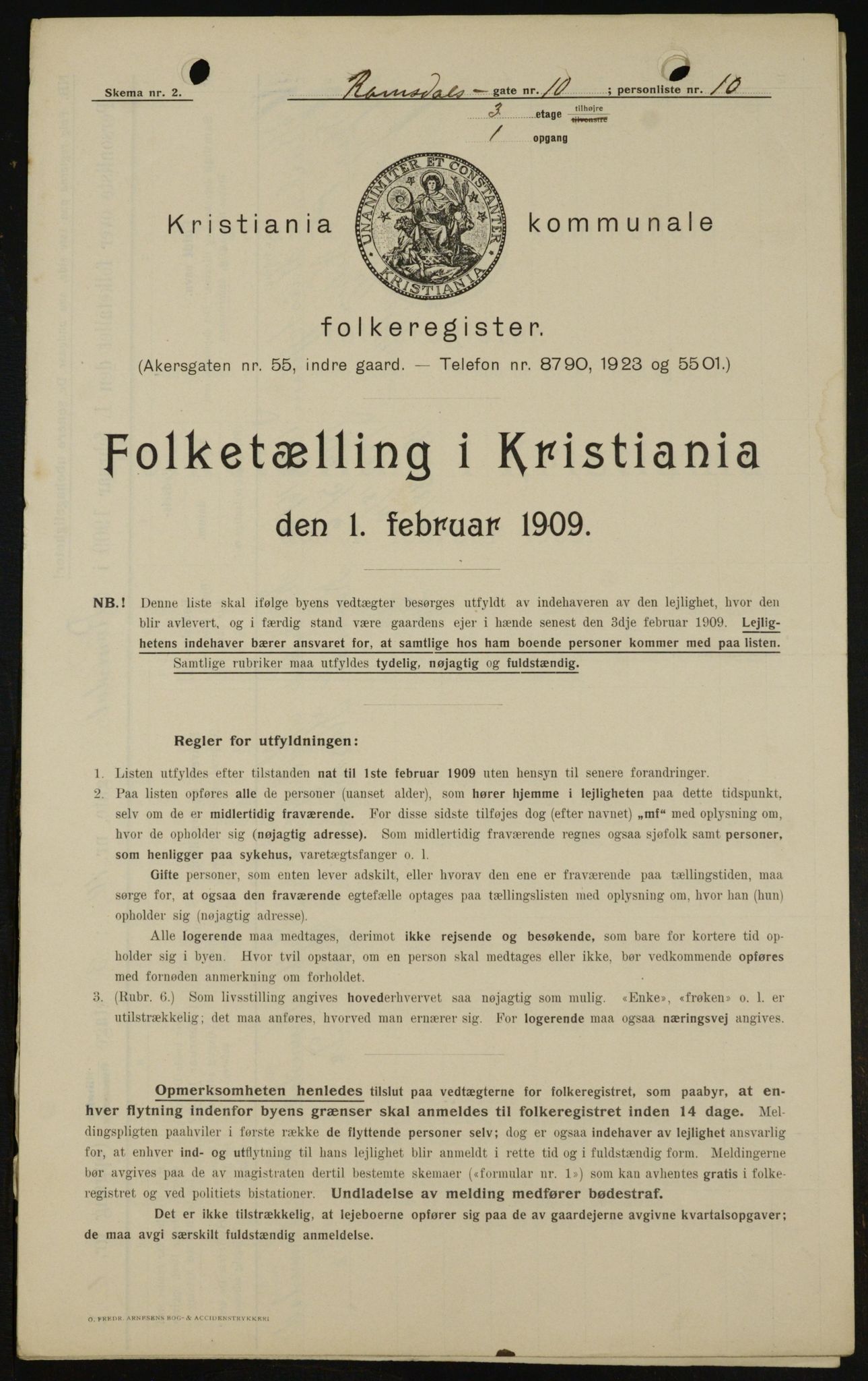 OBA, Municipal Census 1909 for Kristiania, 1909, p. 75579
