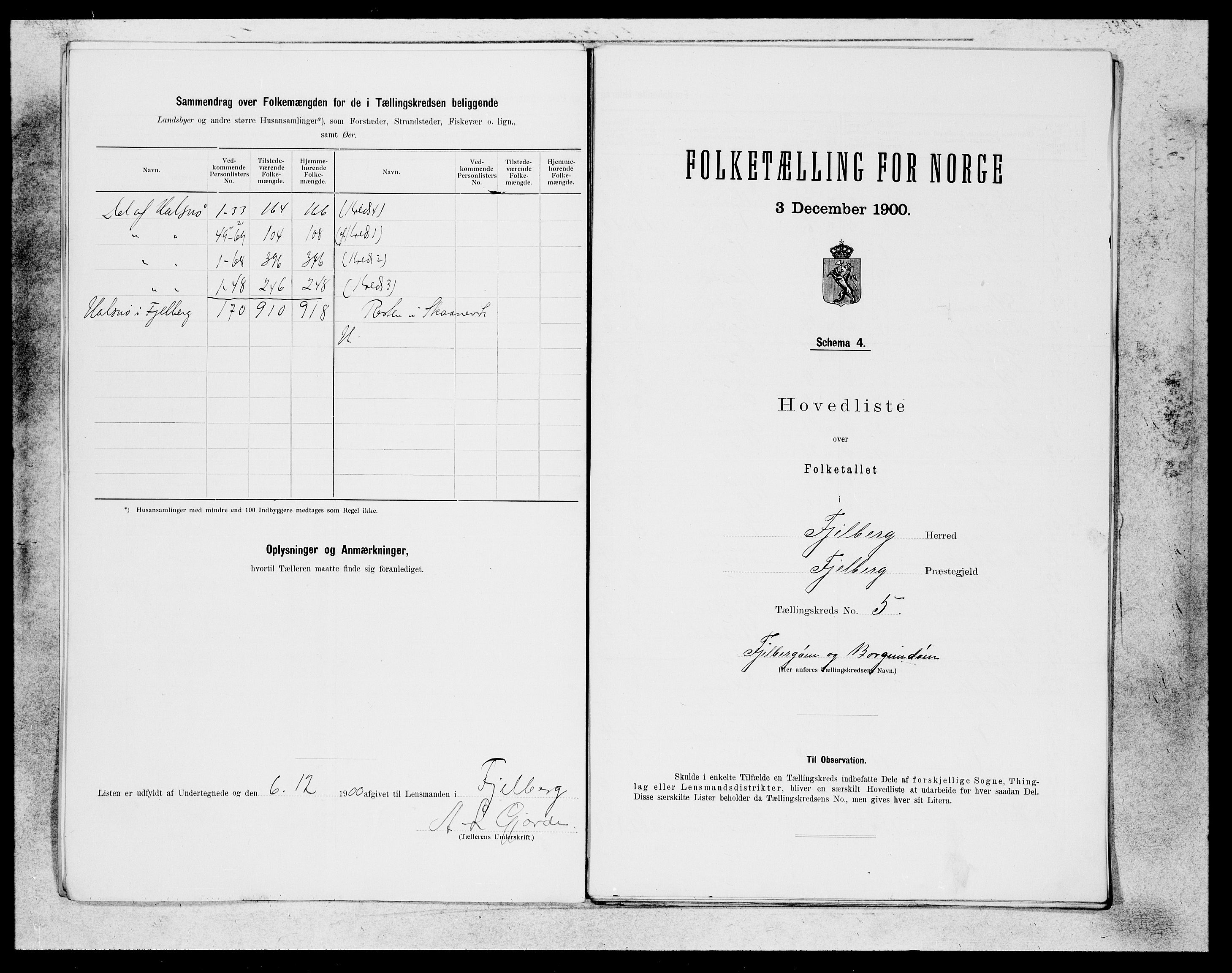 SAB, 1900 census for Fjelberg, 1900, p. 9