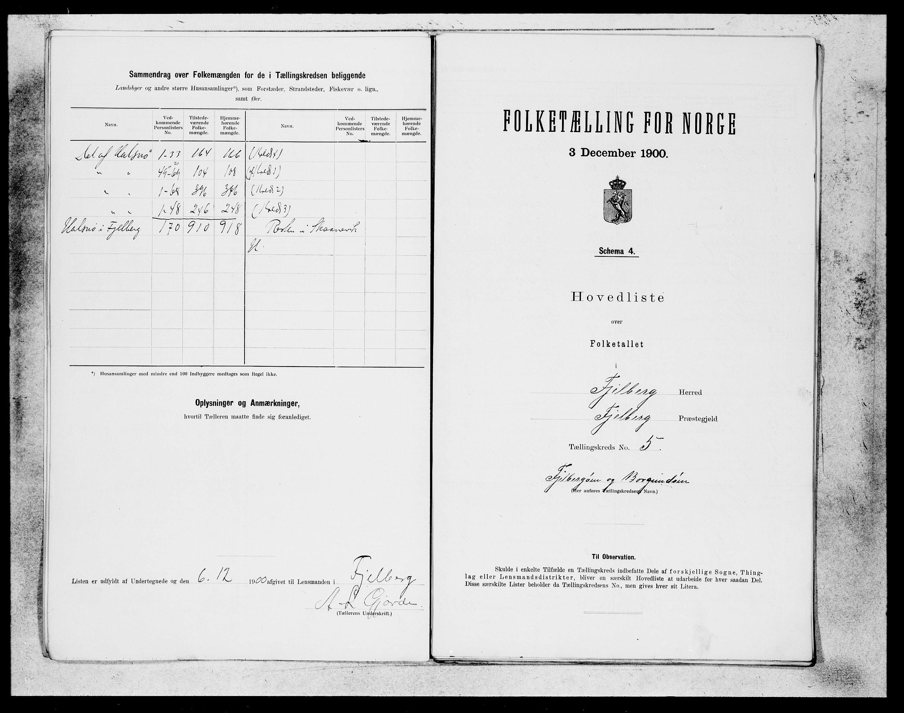 SAB, 1900 census for Fjelberg, 1900, p. 9