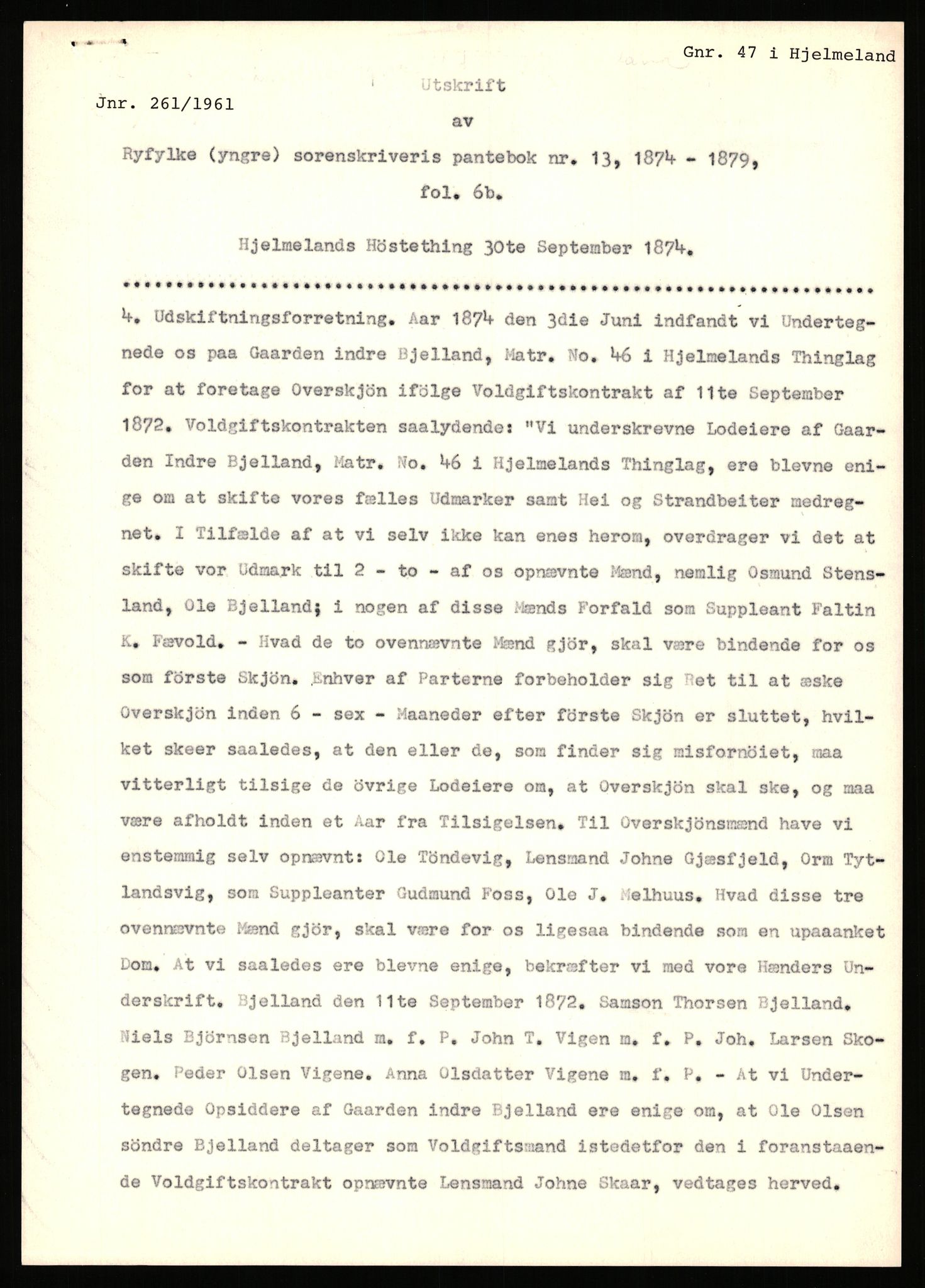 Statsarkivet i Stavanger, AV/SAST-A-101971/03/Y/Yj/L0008: Avskrifter sortert etter gårdsnavn: Birkeland indre - Bjerge, 1750-1930, p. 439