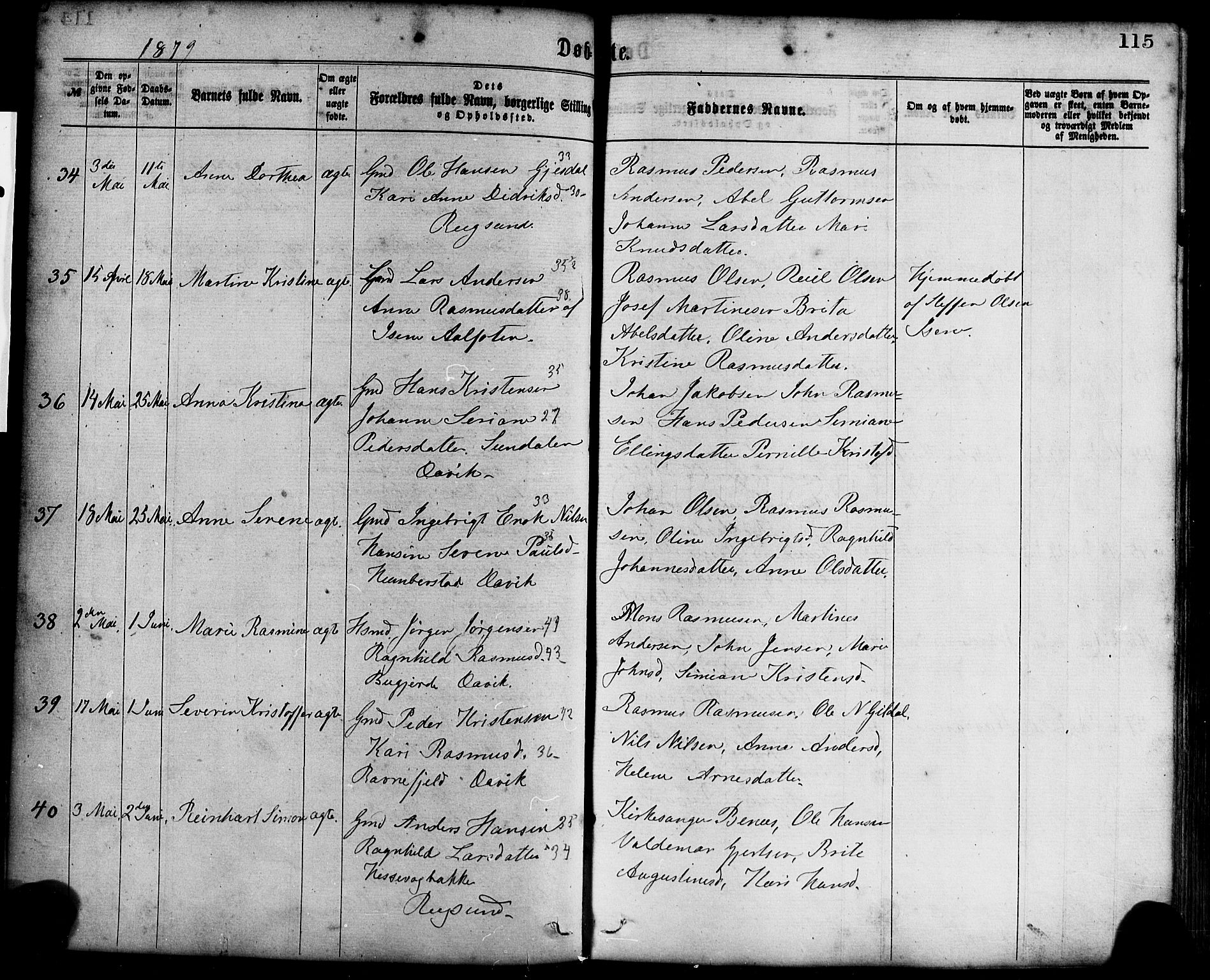 Davik sokneprestembete, AV/SAB-A-79701/H/Haa/Haaa/L0006: Parish register (official) no. A 6, 1867-1881, p. 115