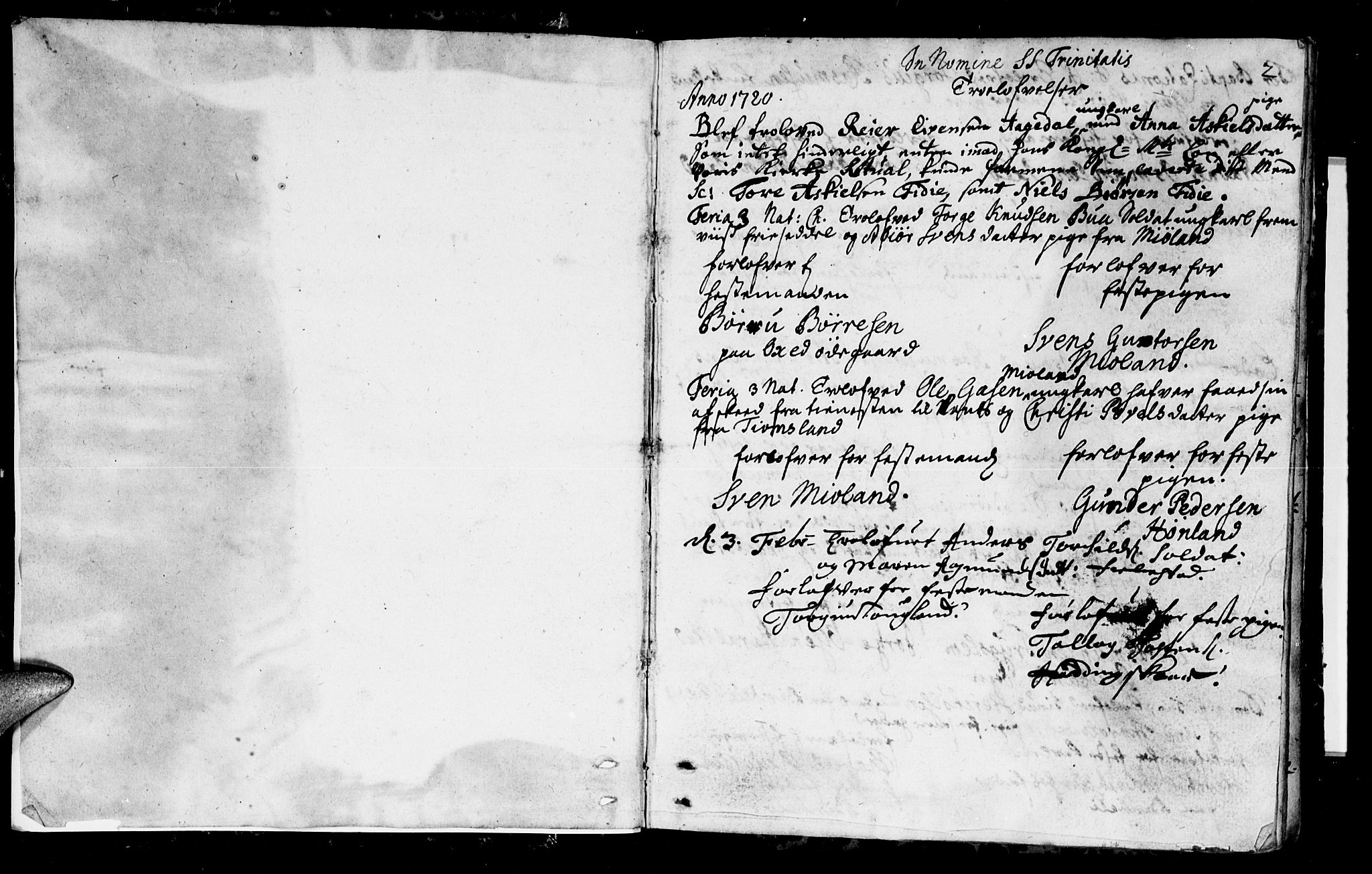 Holum sokneprestkontor, AV/SAK-1111-0022/F/Fa/Fab/L0001: Parish register (official) no. A 1, 1720-1752, p. 2