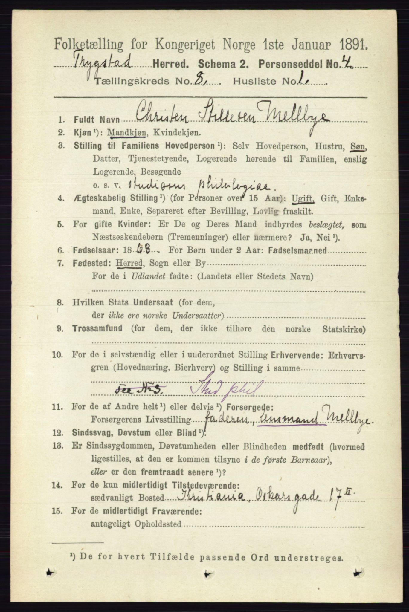 RA, 1891 Census for 0122 Trøgstad, 1891, p. 3438