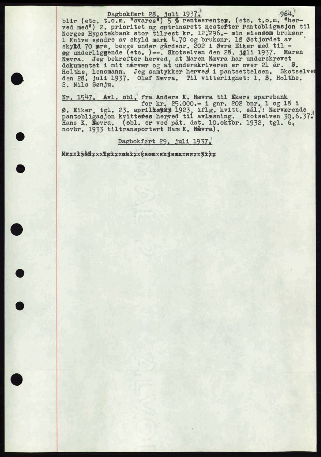 Eiker, Modum og Sigdal sorenskriveri, SAKO/A-123/G/Ga/Gab/L0035: Mortgage book no. A5, 1937-1937, Diary no: : 1547/1937