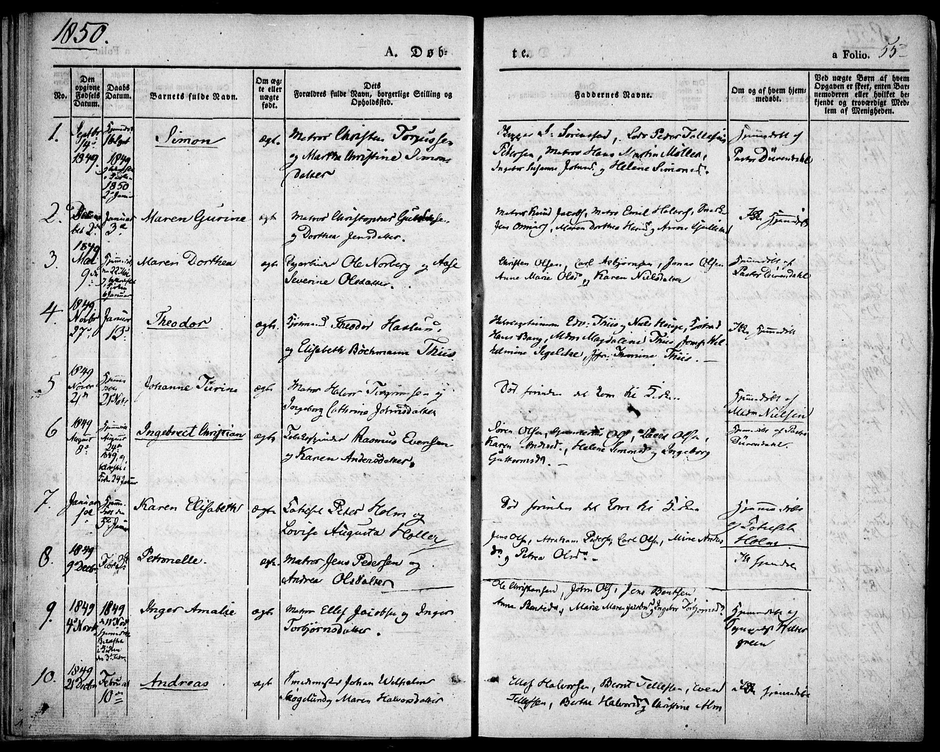Risør sokneprestkontor, SAK/1111-0035/F/Fa/L0003: Parish register (official) no. A 3, 1838-1864, p. 55