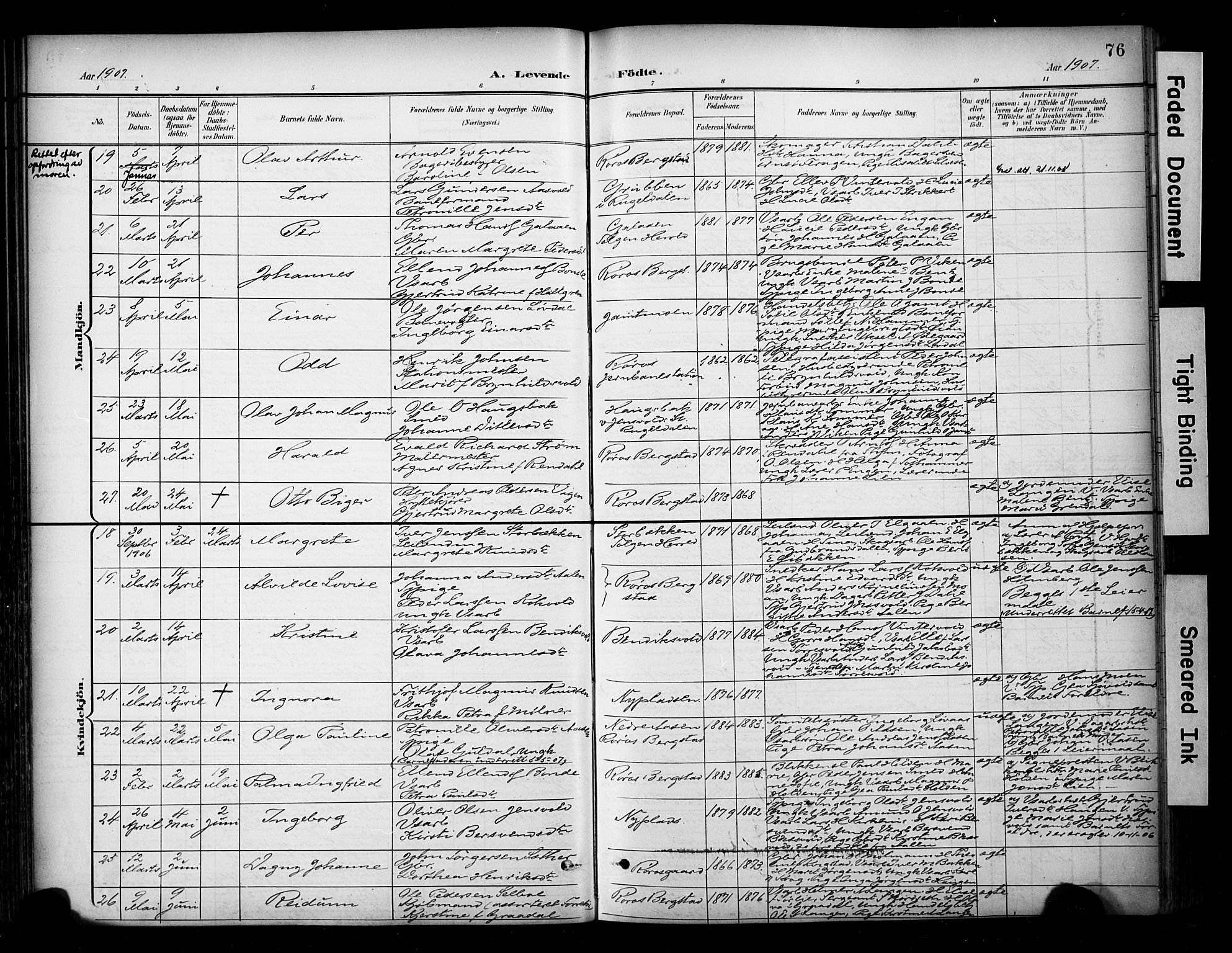 Ministerialprotokoller, klokkerbøker og fødselsregistre - Sør-Trøndelag, AV/SAT-A-1456/681/L0936: Parish register (official) no. 681A14, 1899-1908, p. 76