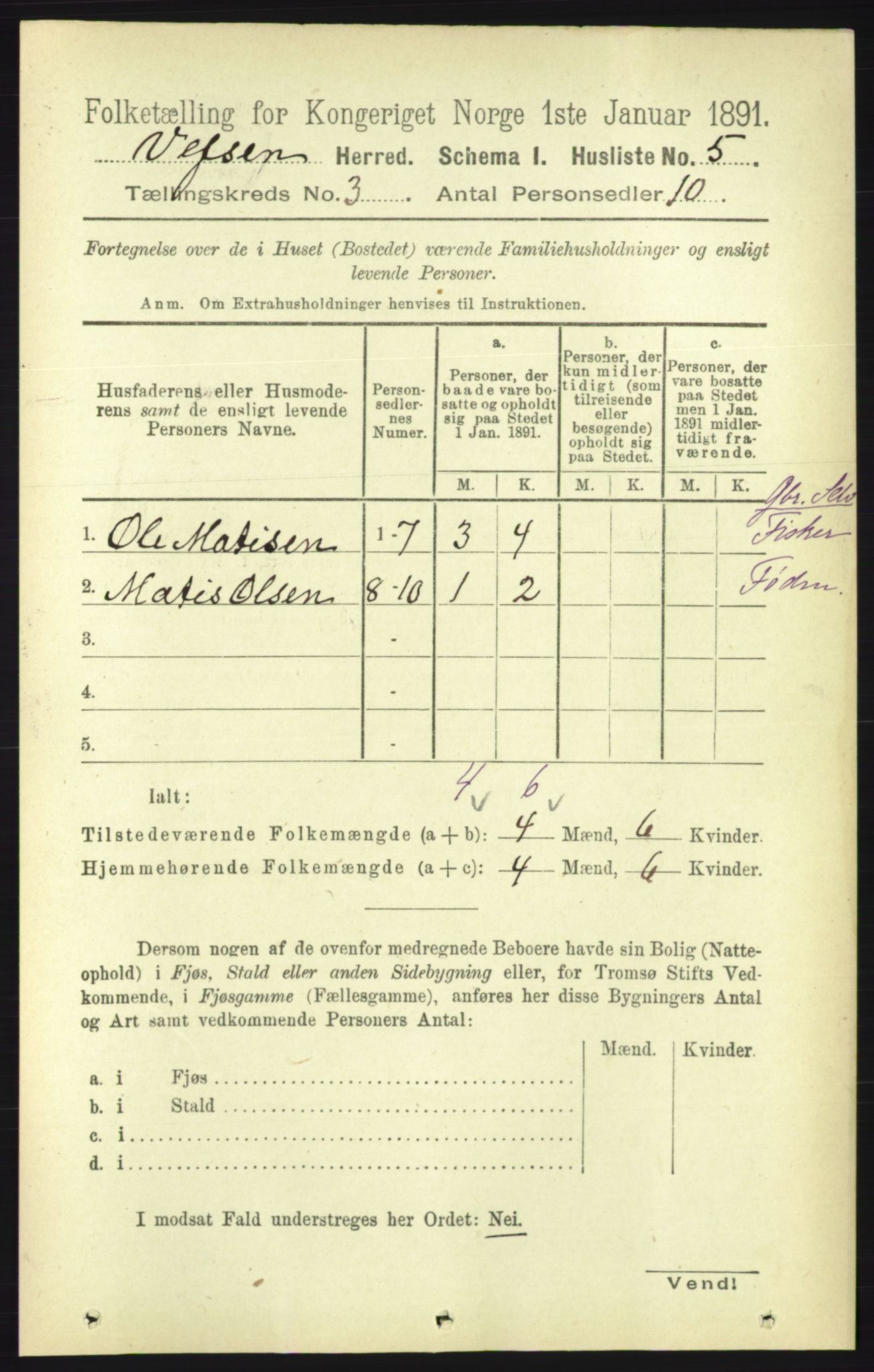 RA, 1891 census for 1824 Vefsn, 1891, p. 1238