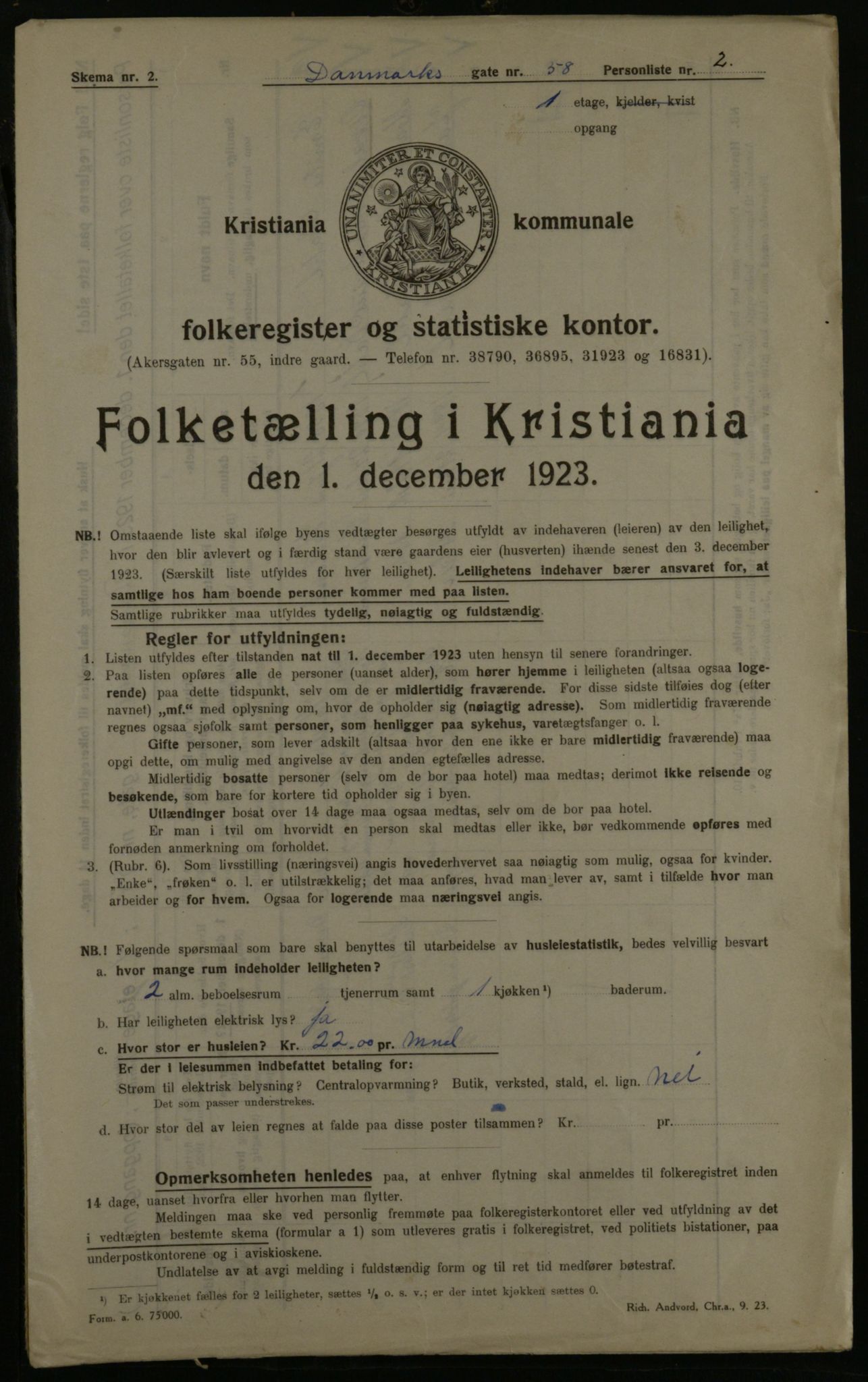 OBA, Municipal Census 1923 for Kristiania, 1923, p. 16865