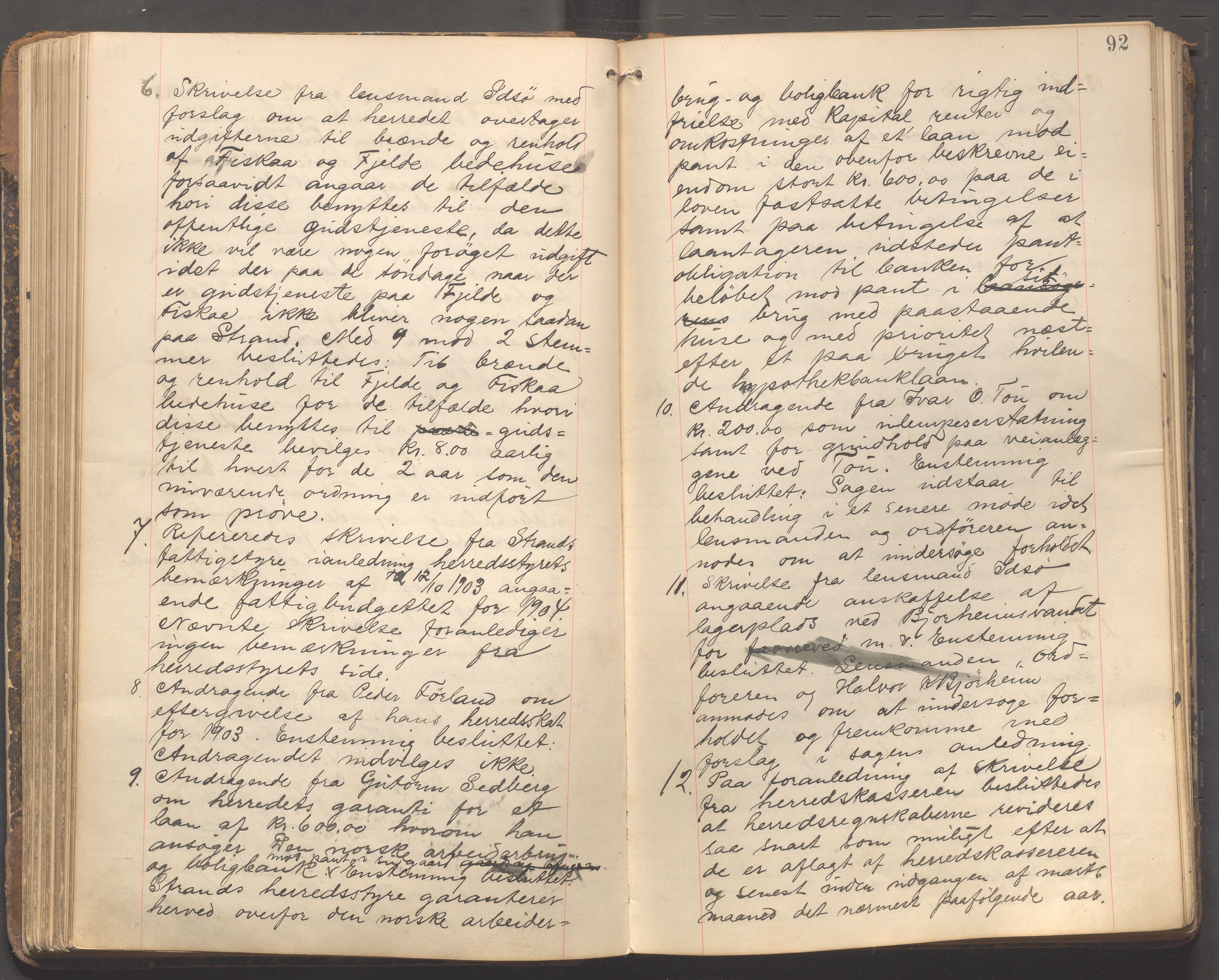 Strand kommune - Formannskapet/Rådmannskontoret, IKAR/A-104/A/Aa/Aaa/L0003: Møtebok, 1900-1912, p. 92