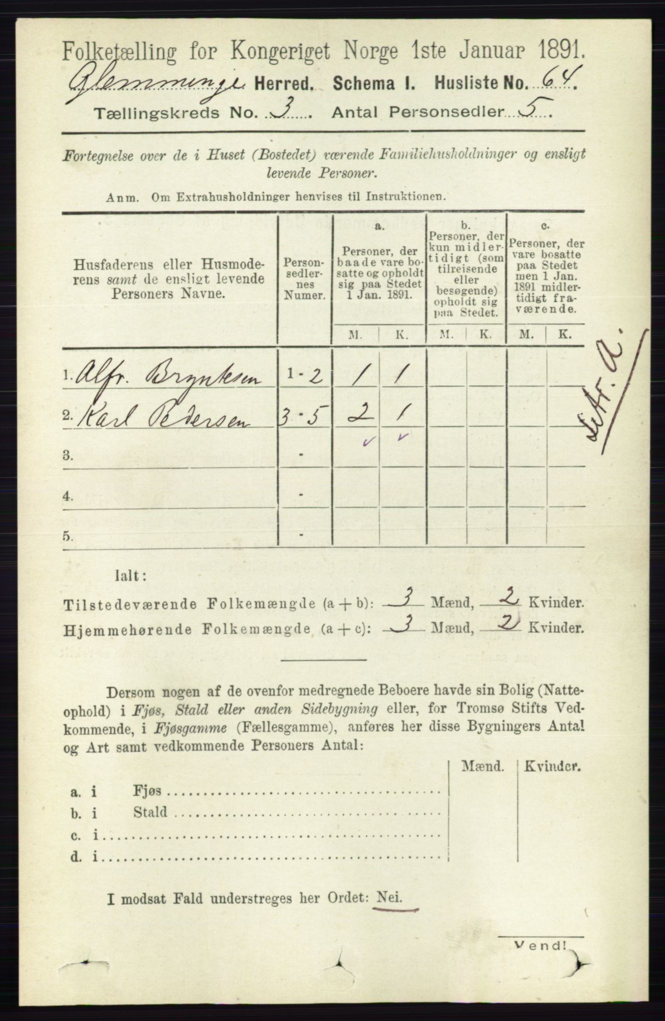 RA, 1891 census for 0132 Glemmen, 1891, p. 1856