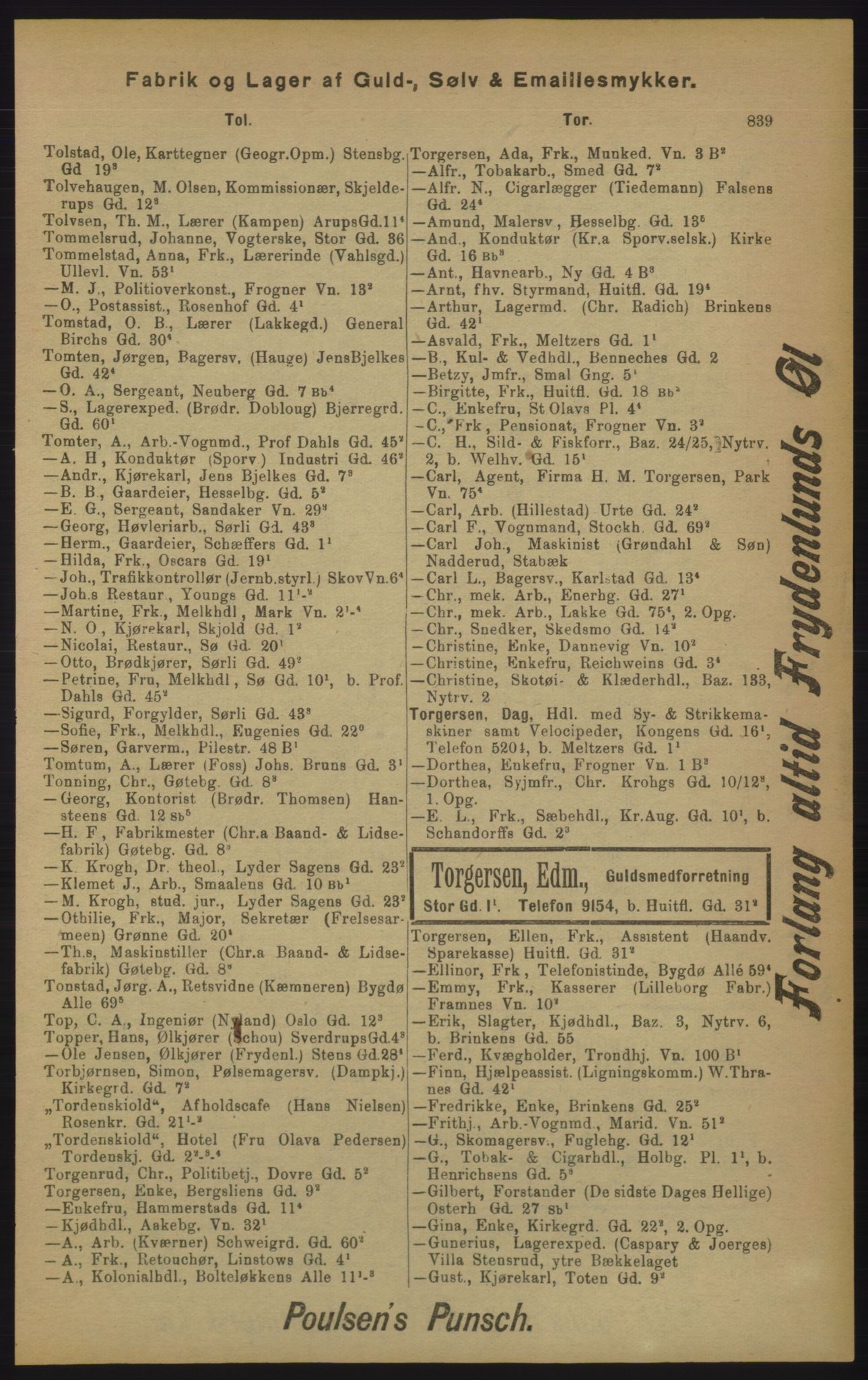 Kristiania/Oslo adressebok, PUBL/-, 1905, p. 839