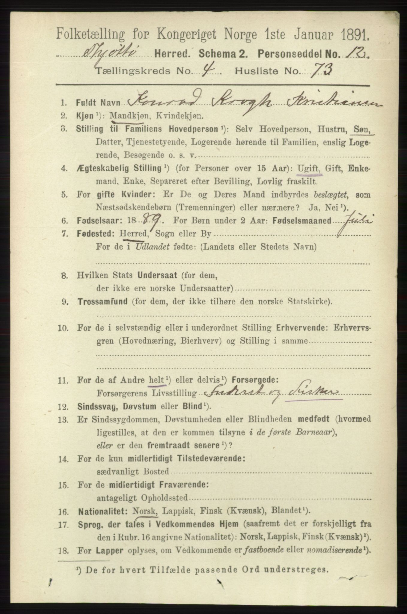 RA, 1891 census for 1817 Tjøtta, 1891, p. 2318