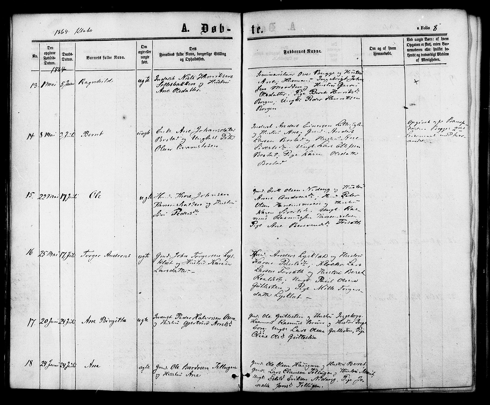 Ministerialprotokoller, klokkerbøker og fødselsregistre - Sør-Trøndelag, AV/SAT-A-1456/618/L0442: Parish register (official) no. 618A06 /1, 1863-1879, p. 8